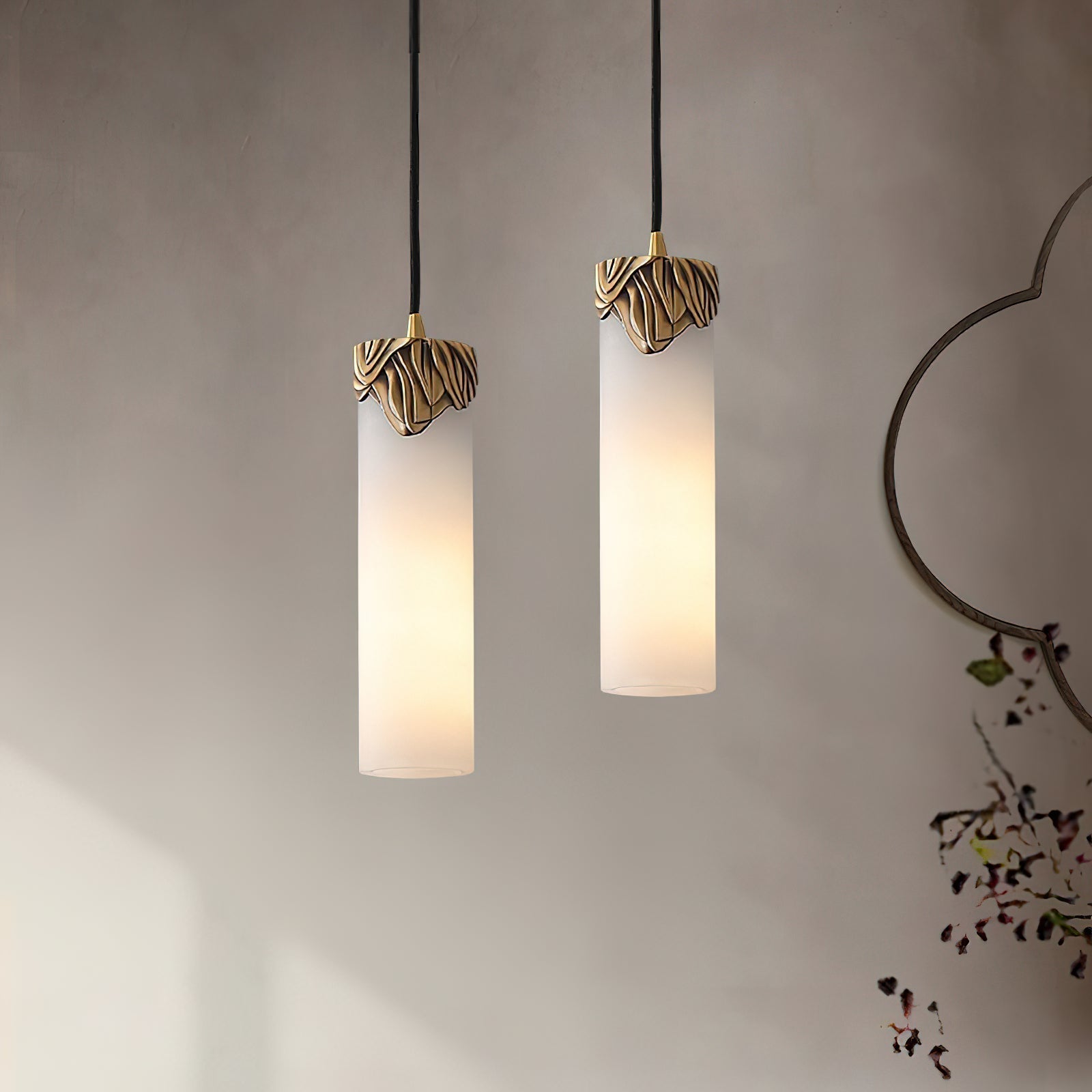 Quiver Suspension Moderne Minimaliste En Laiton Et Albâtre