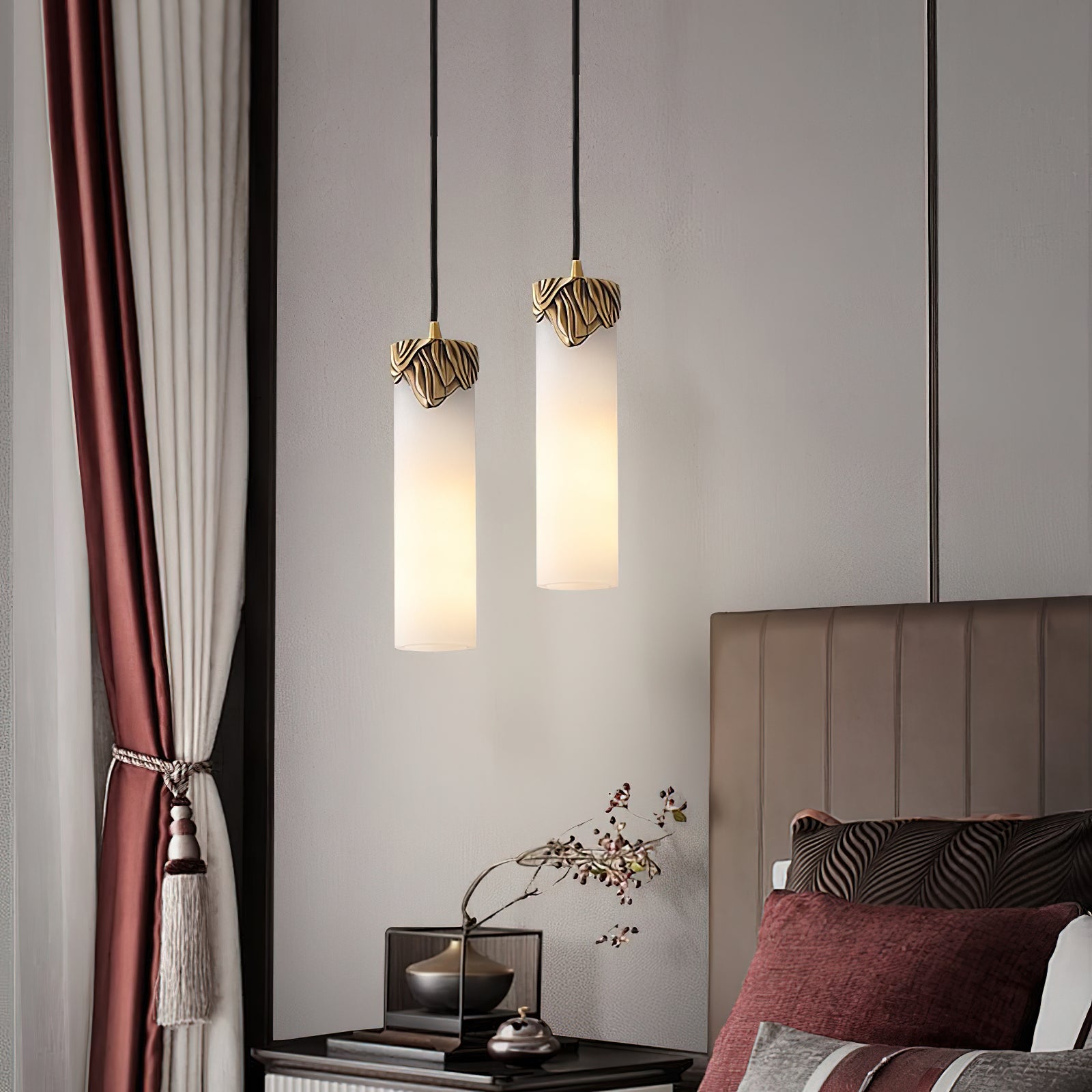 Quiver Suspension Moderne Minimaliste En Laiton Et Albâtre