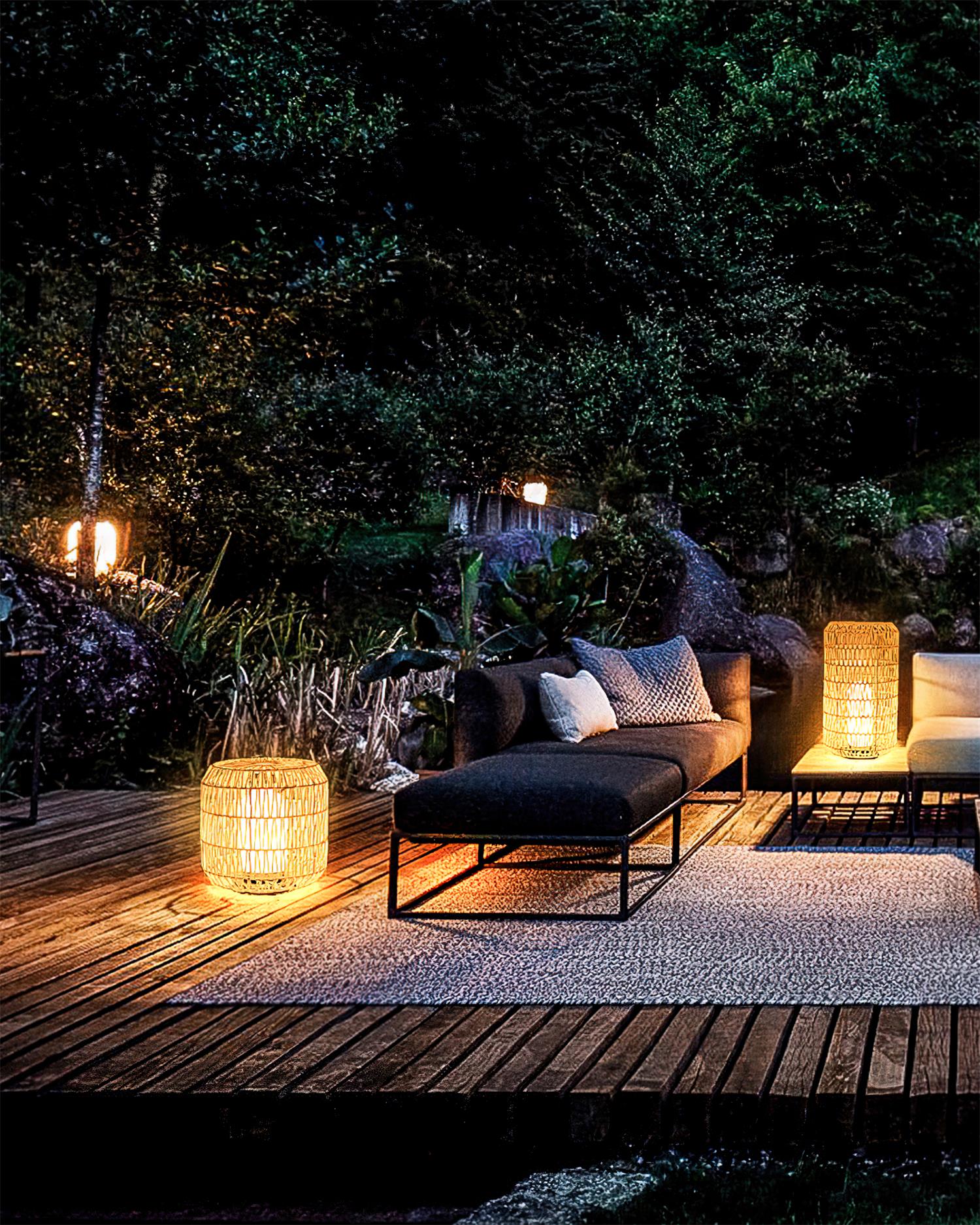 Danya Lampe Extérieure Cylindre en Rattan Solaire