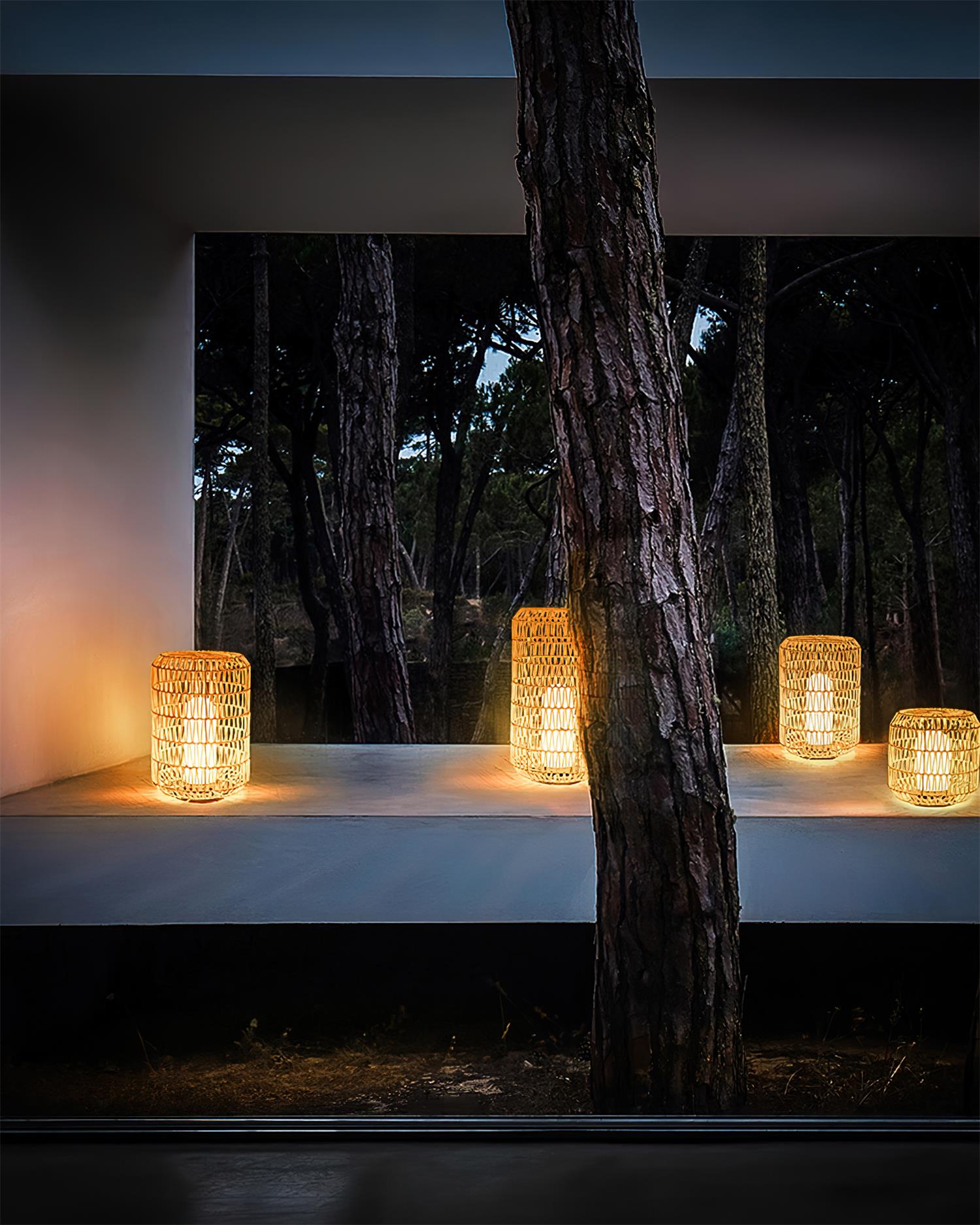 Danya Lampe Extérieure Cylindre en Rattan Solaire