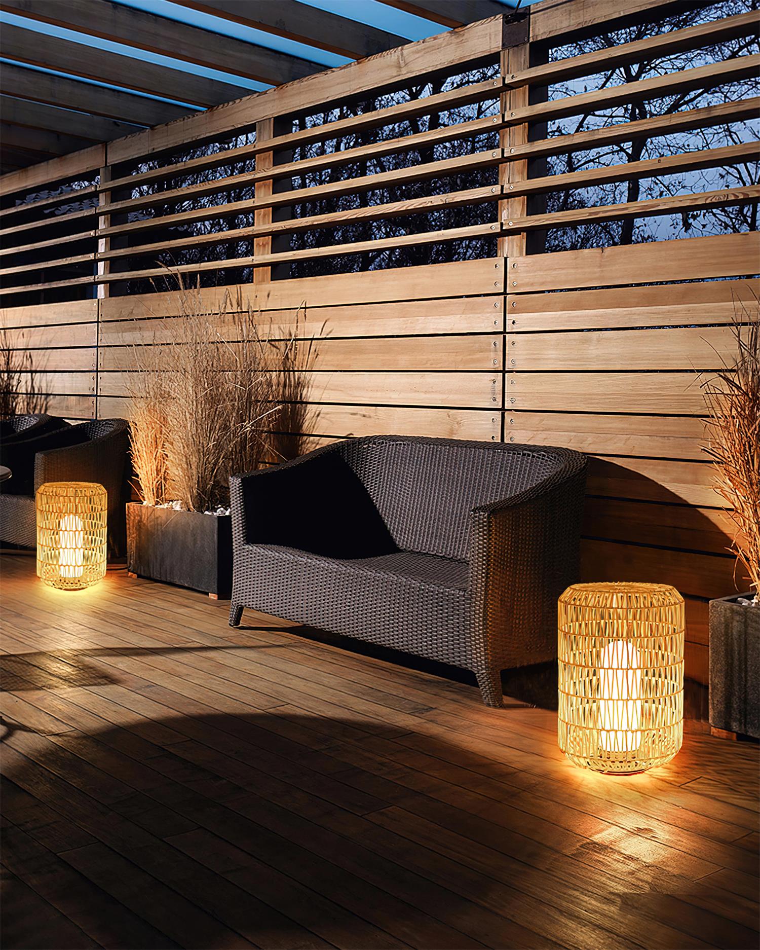 Danya Lampe Extérieure Cylindre en Rattan Solaire