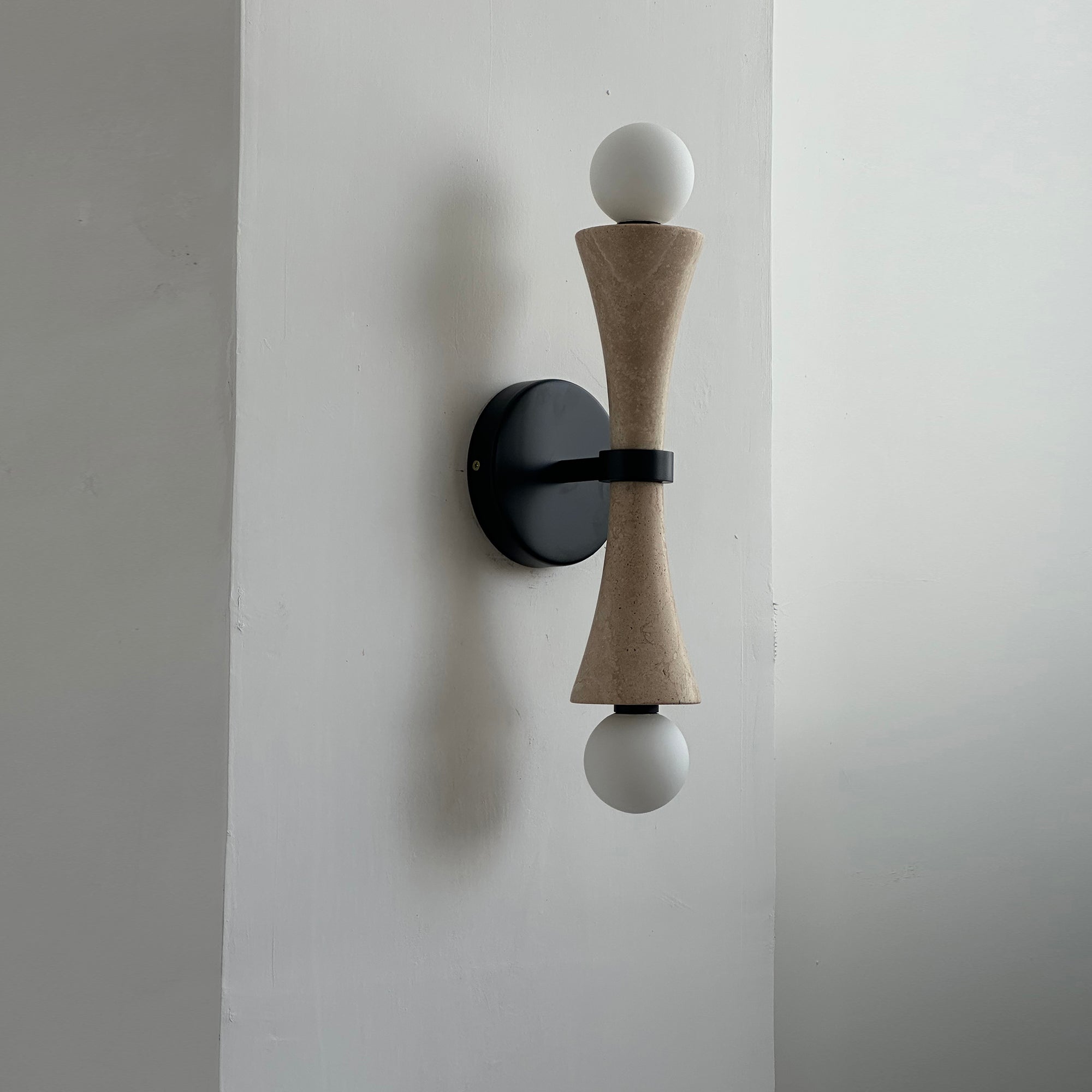 Aura Lampe Murale En Travertin Et Verre Minimaliste Moderne