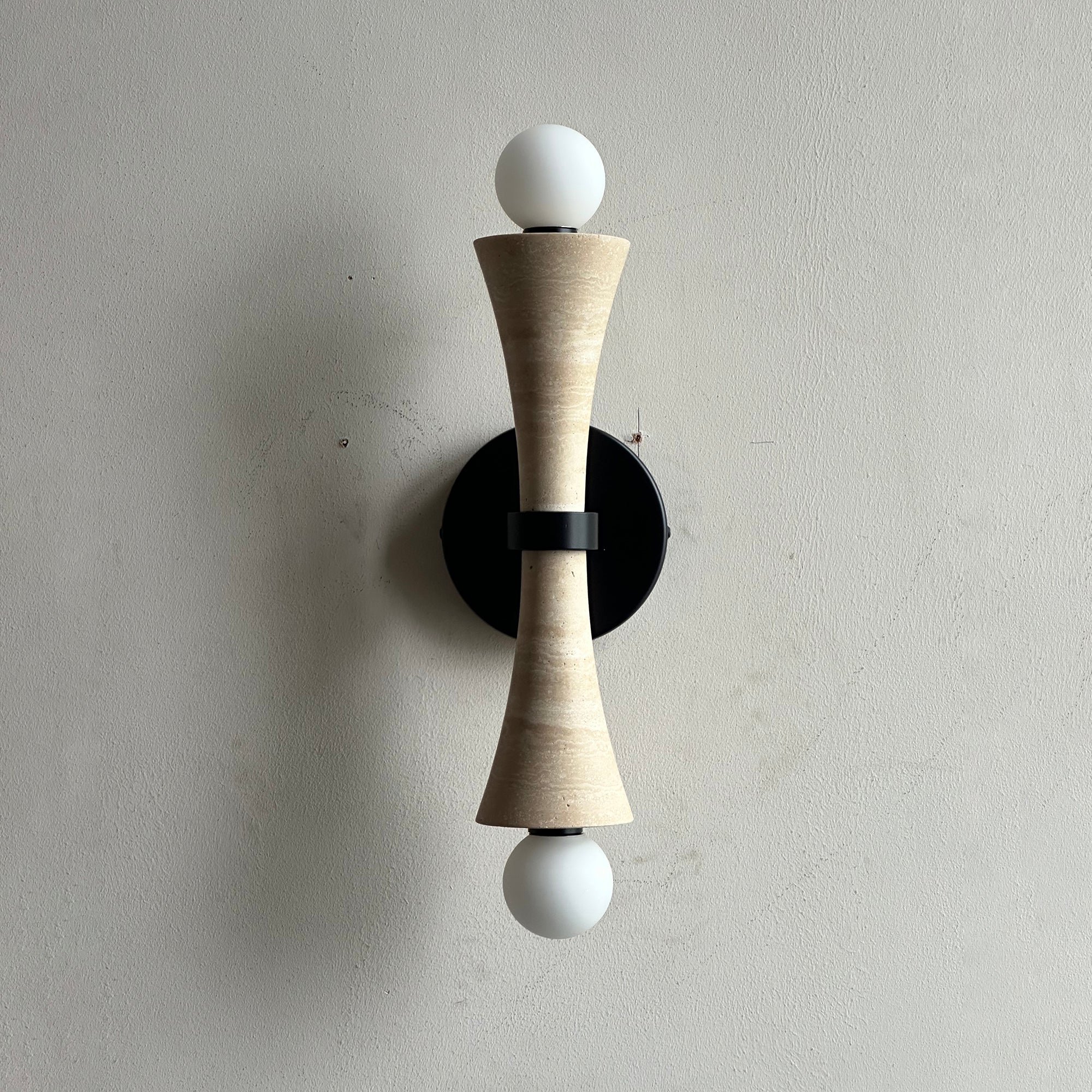 Aura Lampe Murale En Travertin Et Verre Minimaliste Moderne