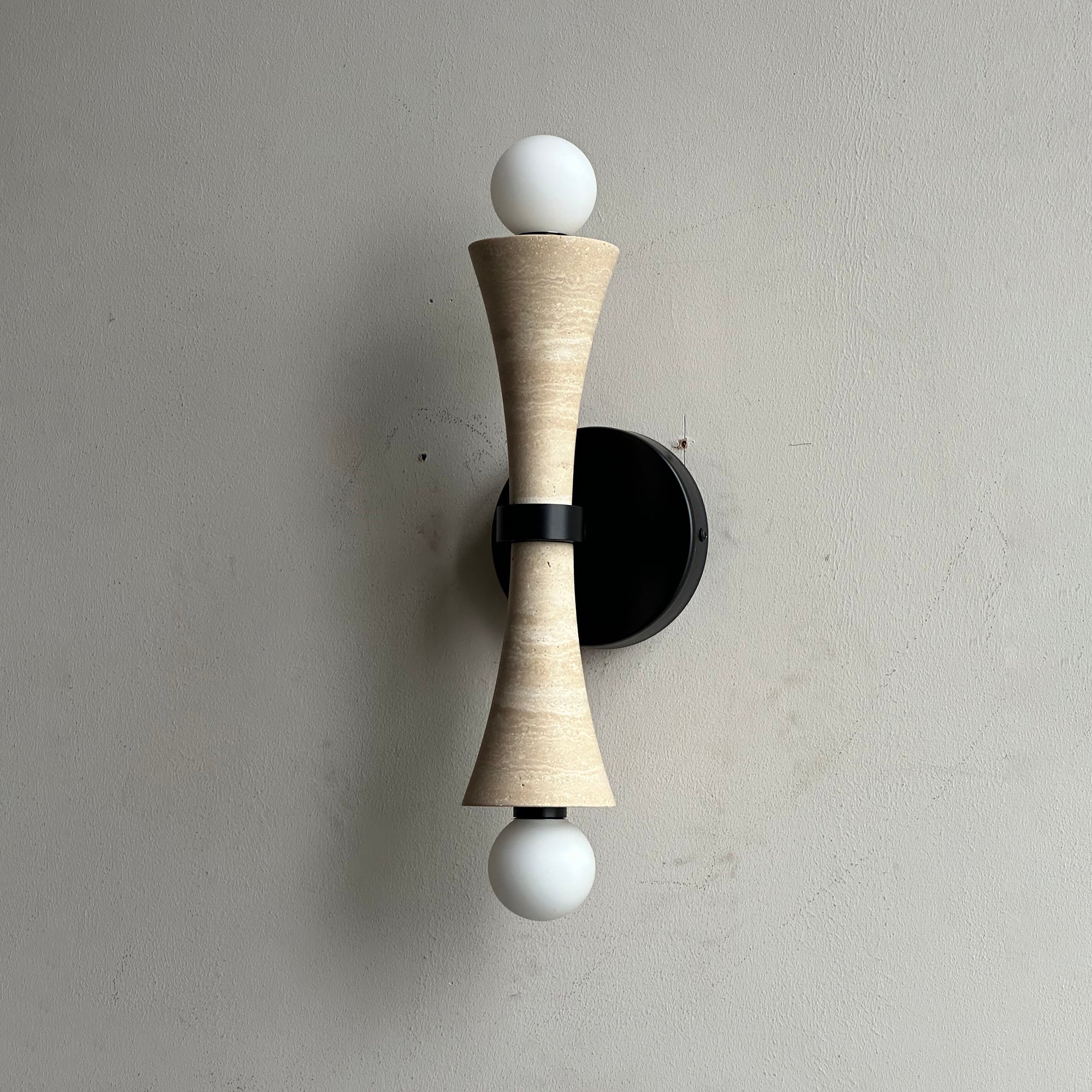 Aura Lampe Murale En Travertin Et Verre Minimaliste Moderne
