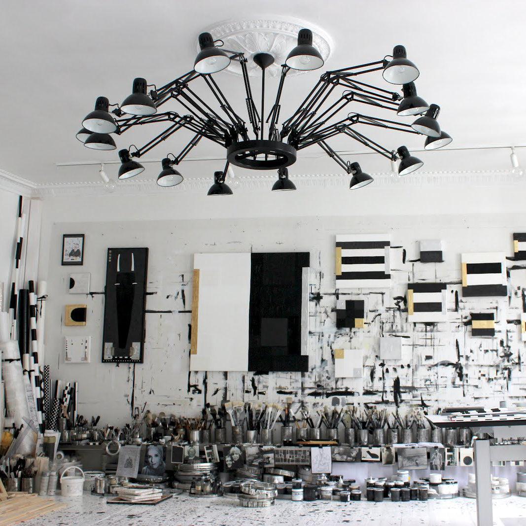 Lustra Lustre Noir à Bras Multiples Ajustables