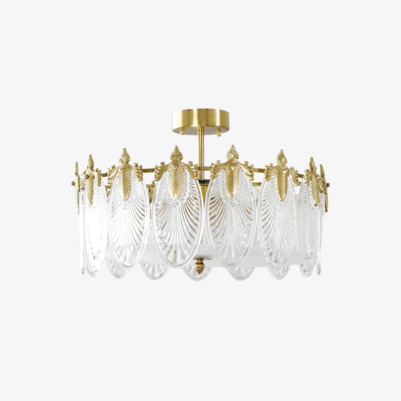 Lustra Lustre en Verre Pétales avec Cadre Doré Rond