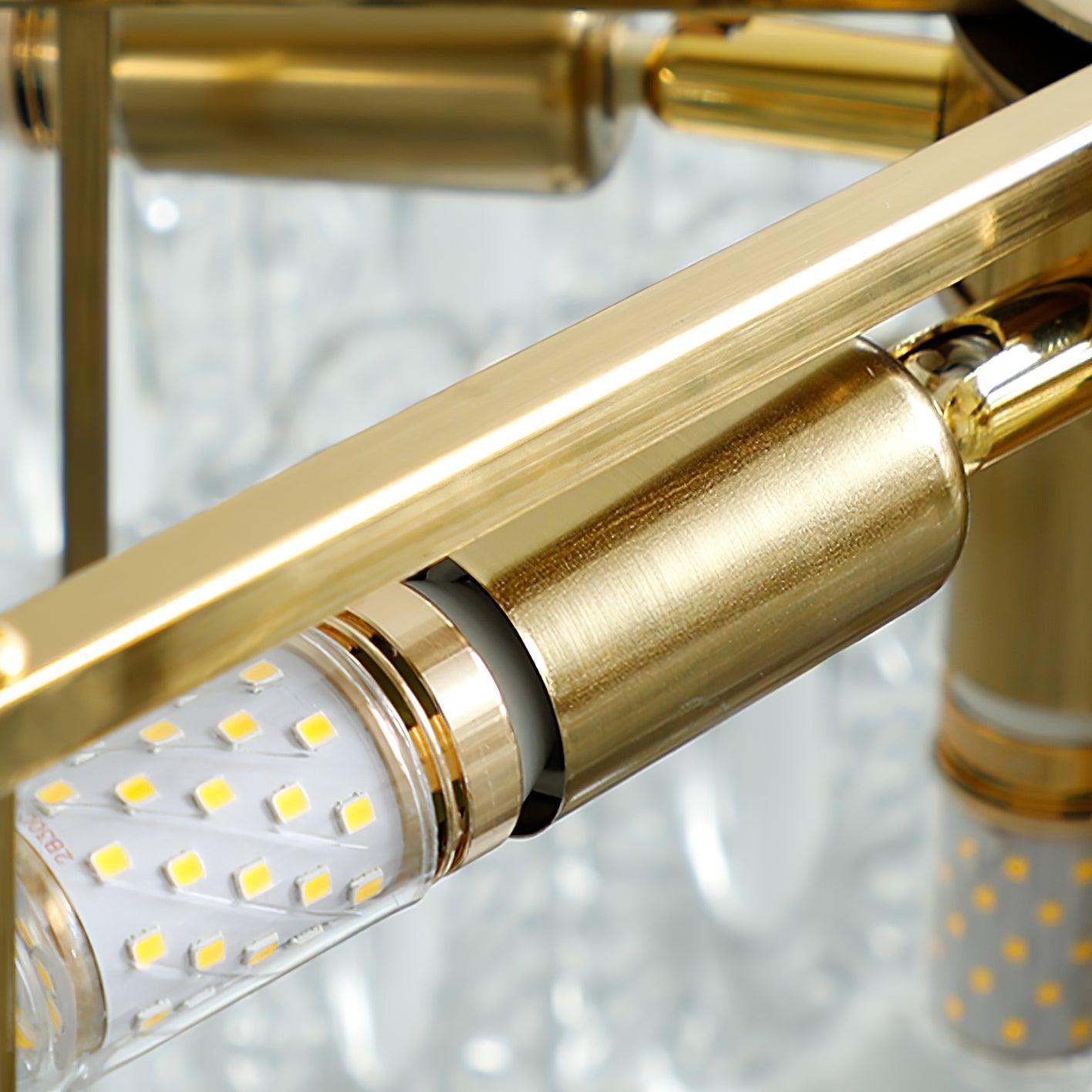 Lustra Lustre en Verre Pétales avec Cadre Doré Rond