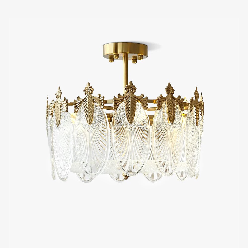 Lustra Lustre en Verre Pétales avec Cadre Doré Rond