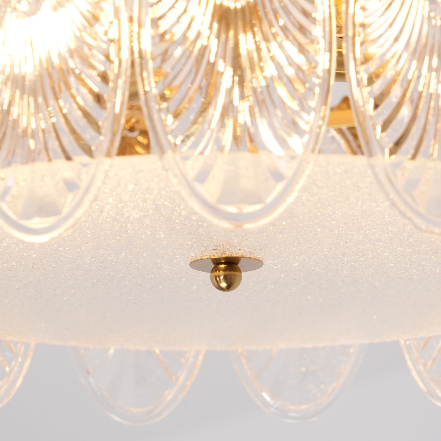 Lustra Lustre en Verre Pétales avec Cadre Doré Rond