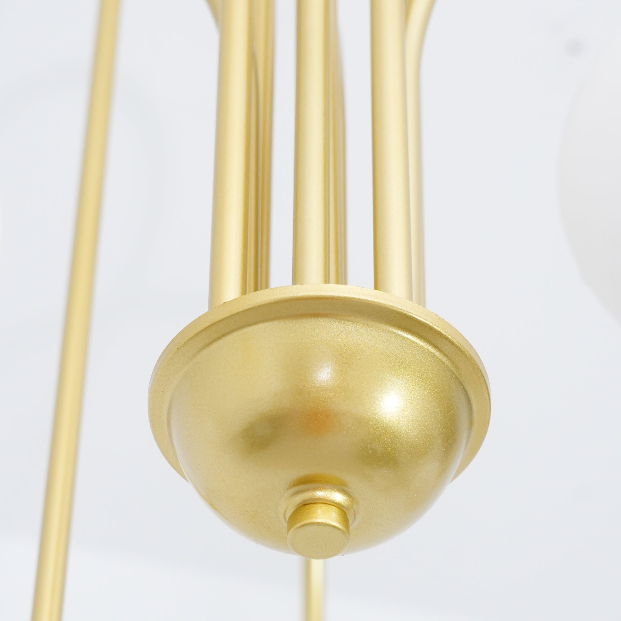 Lustra Lustre Laiton Bras Courbés Blanc Globe