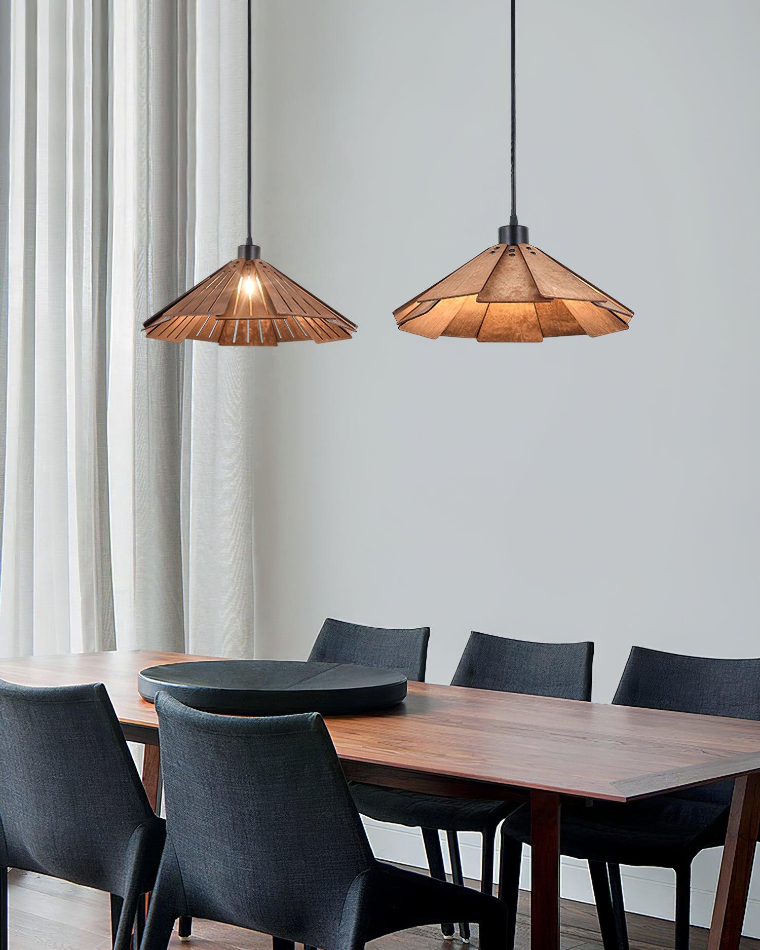 Delfina Lampe Suspendue Panneau en Bois Wabi-Sabi Organique