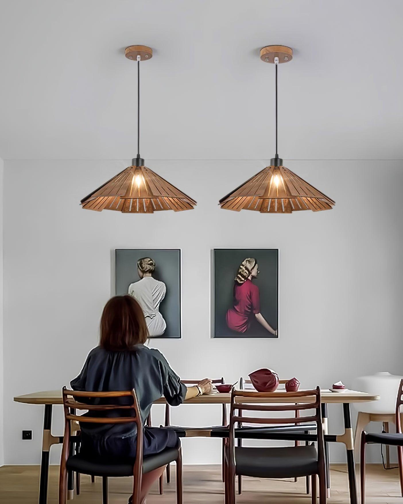 Delfina Lampe Suspendue Panneau en Bois Wabi-Sabi Organique
