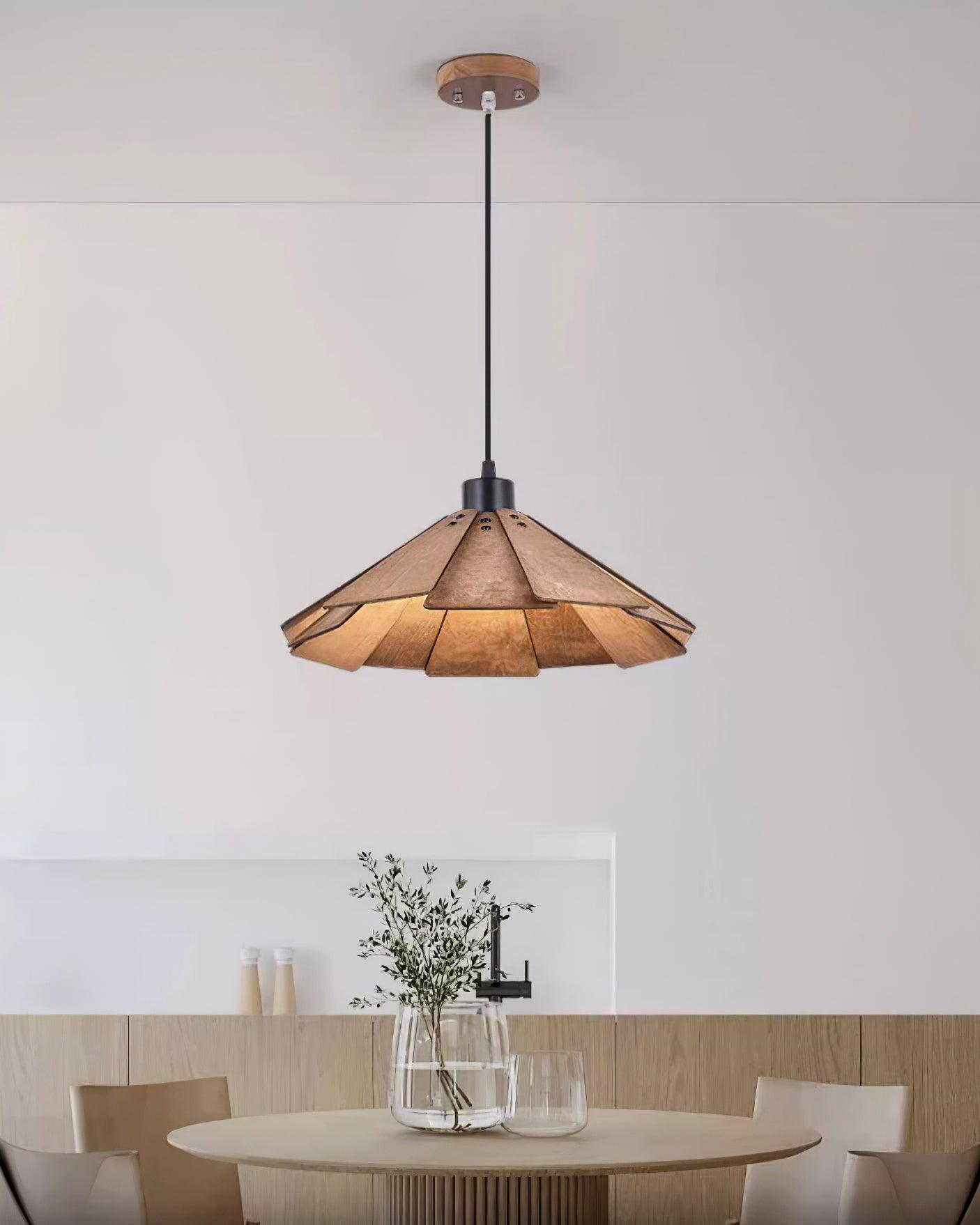 Delfina Lampe Suspendue Panneau en Bois Wabi-Sabi Organique