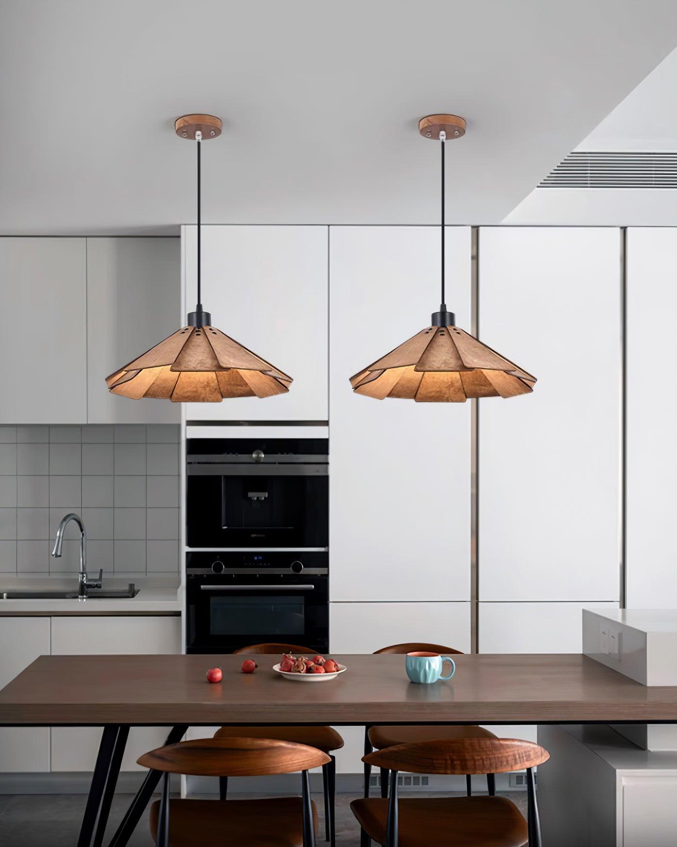 Delfina Lampe Suspendue Panneau en Bois Wabi-Sabi Organique
