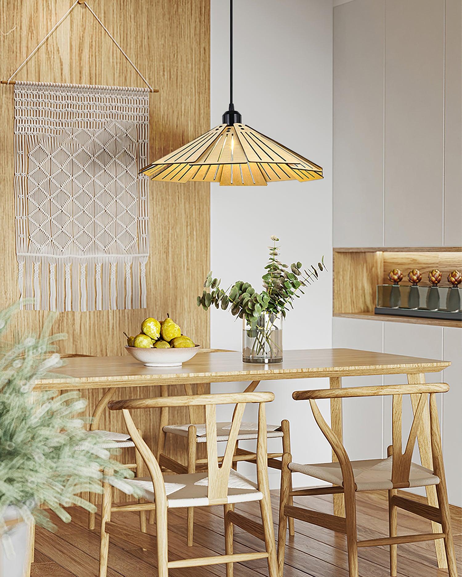 Delfina Lampe Suspendue Panneau en Bois Wabi-Sabi Organique