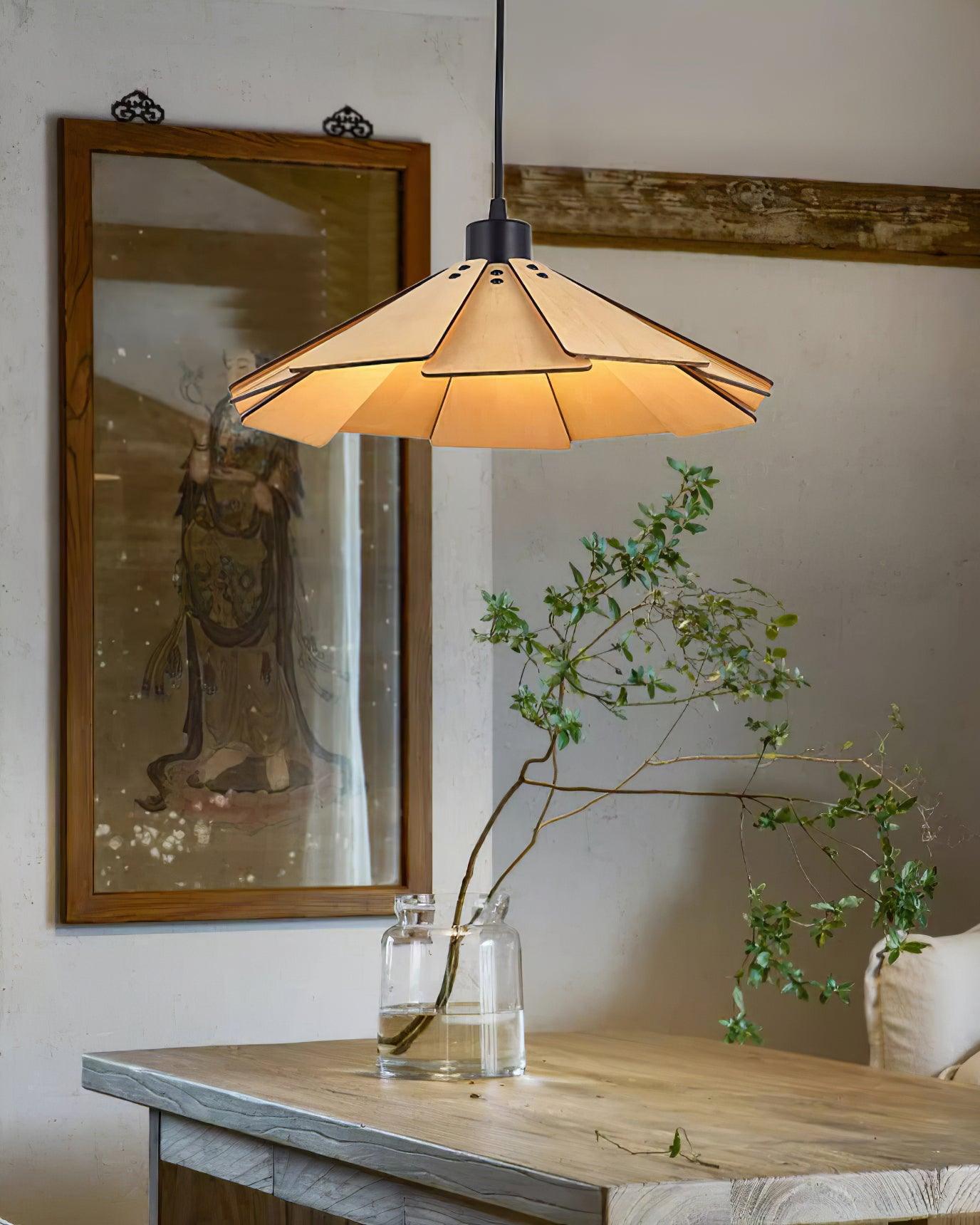 Delfina Lampe Suspendue Panneau en Bois Wabi-Sabi Organique