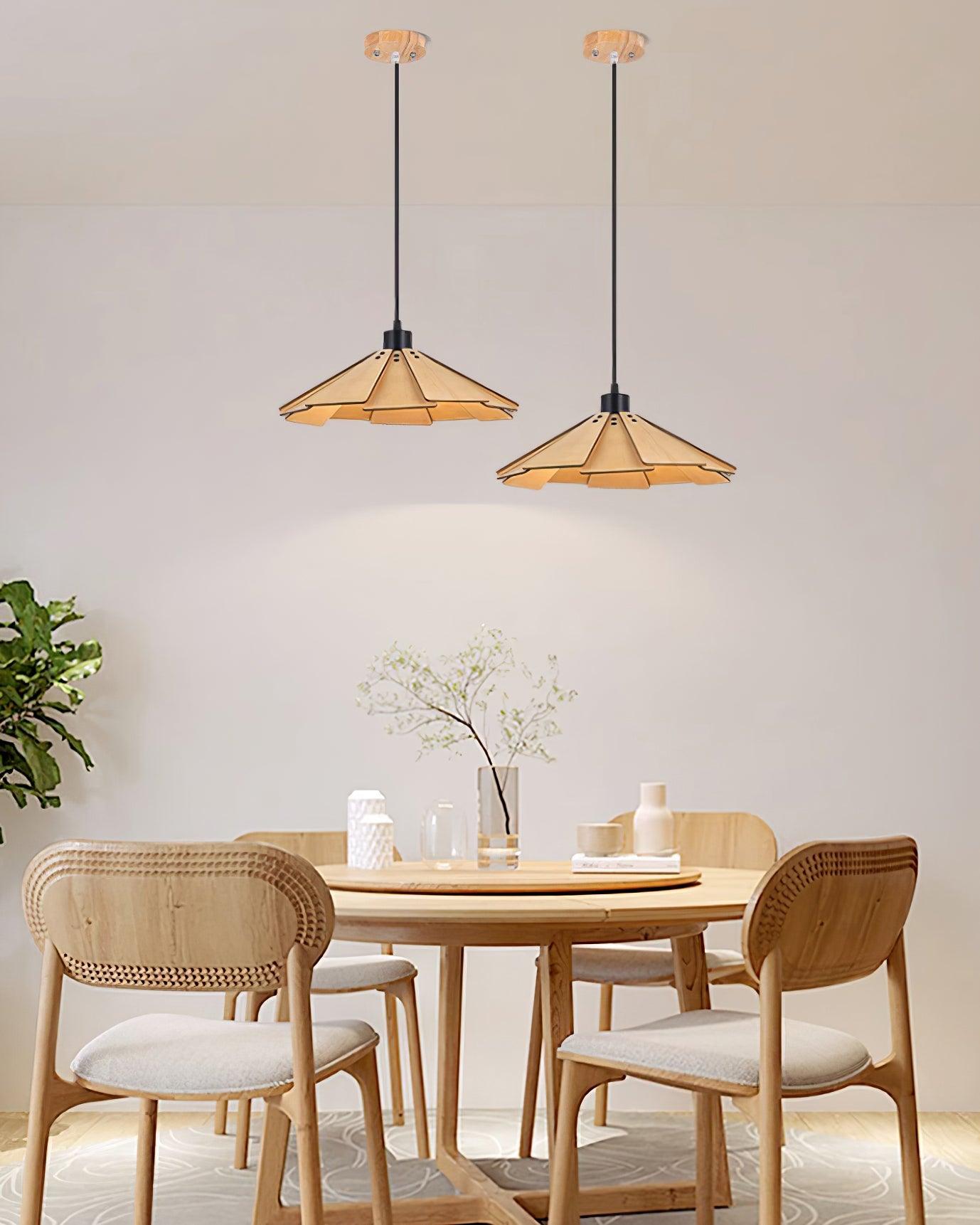 Delfina Lampe Suspendue Panneau en Bois Wabi-Sabi Organique
