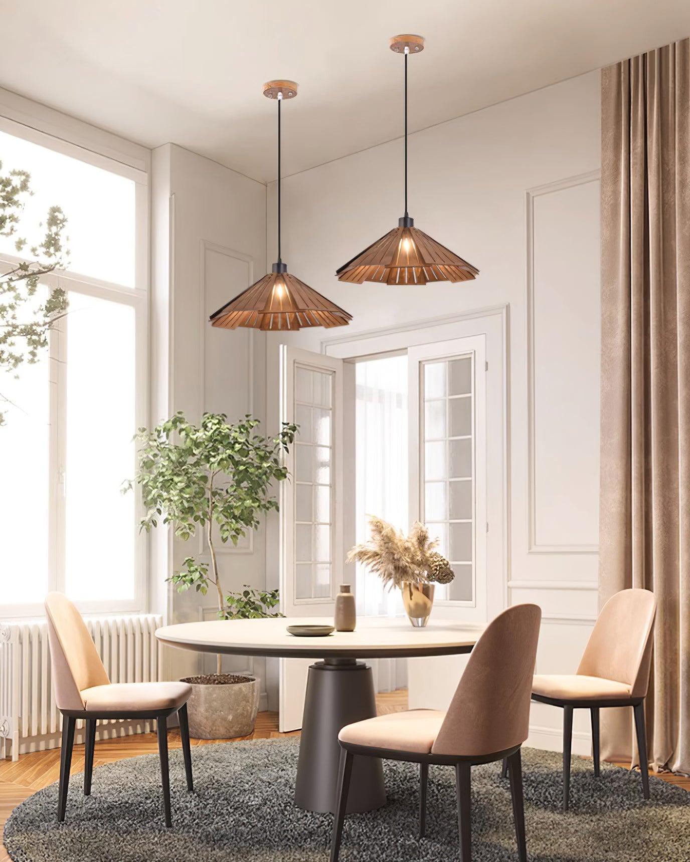 Delfina Lampe Suspendue Panneau en Bois Wabi-Sabi Organique