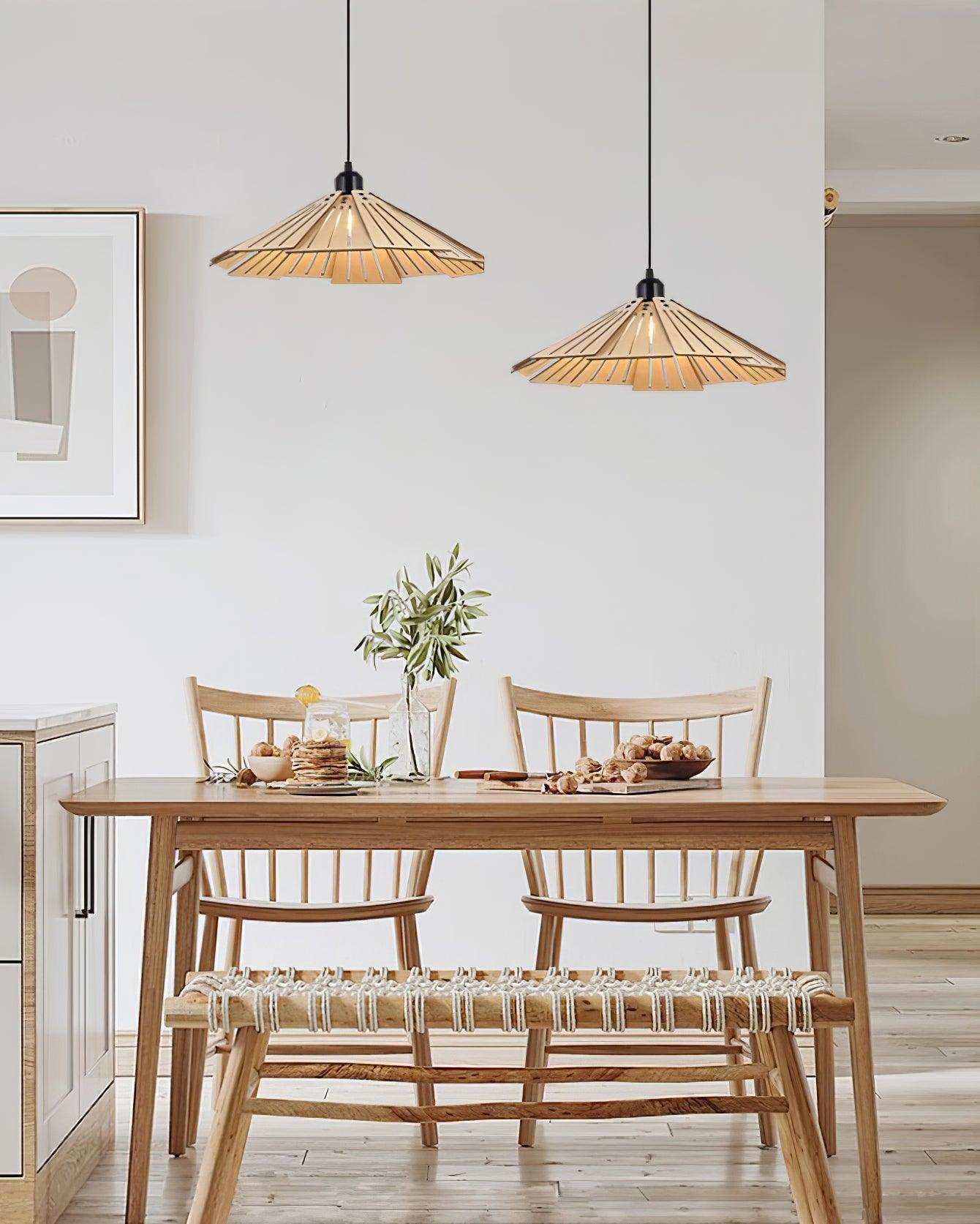 Delfina Lampe Suspendue Panneau en Bois Wabi-Sabi Organique