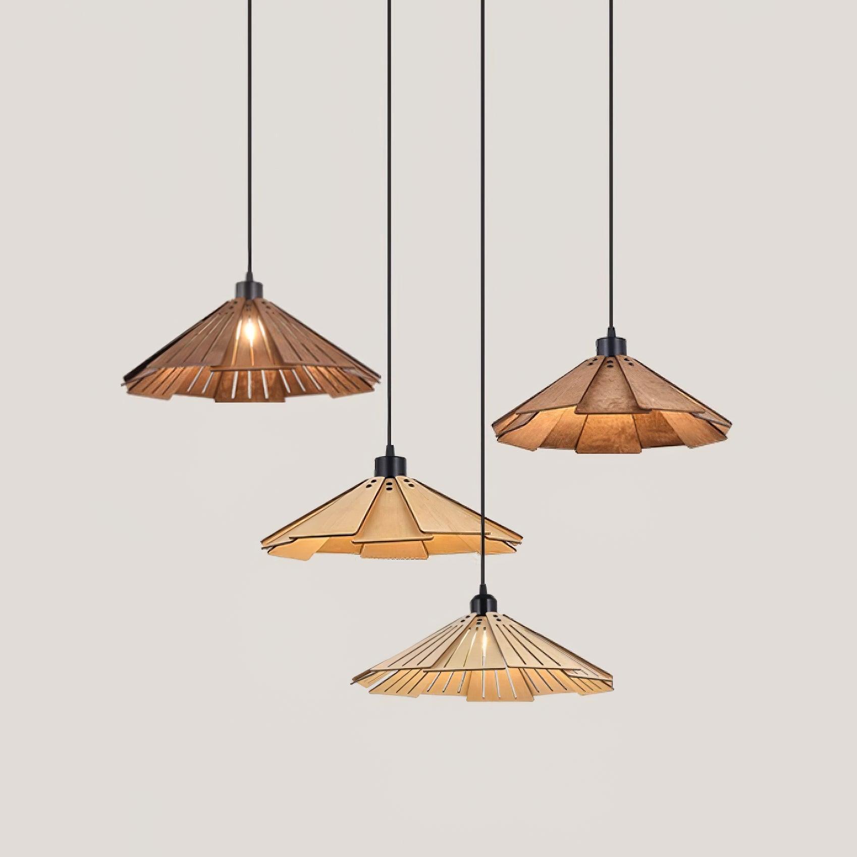 Delfina Lampe Suspendue Panneau en Bois Wabi-Sabi Organique