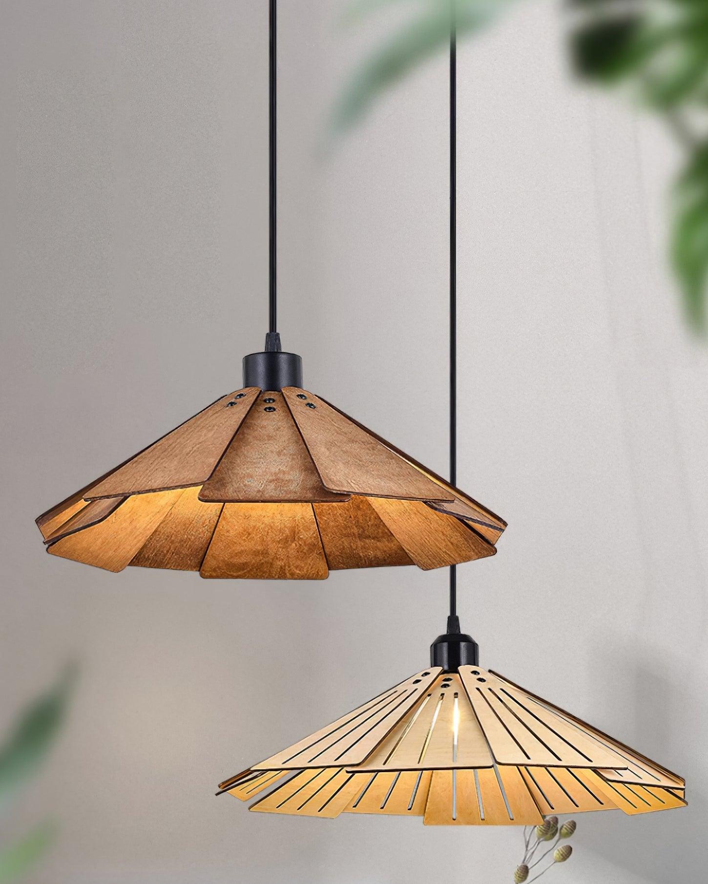 Delfina Lampe Suspendue Panneau en Bois Wabi-Sabi Organique