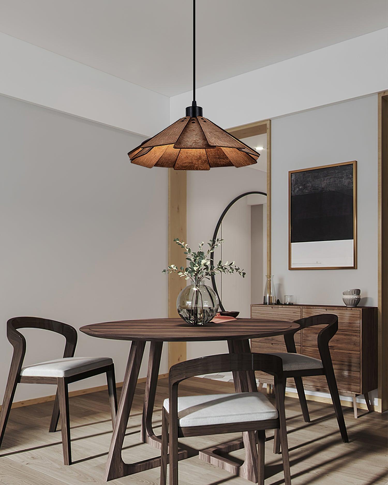 Delfina Lampe Suspendue Panneau en Bois Wabi-Sabi Organique