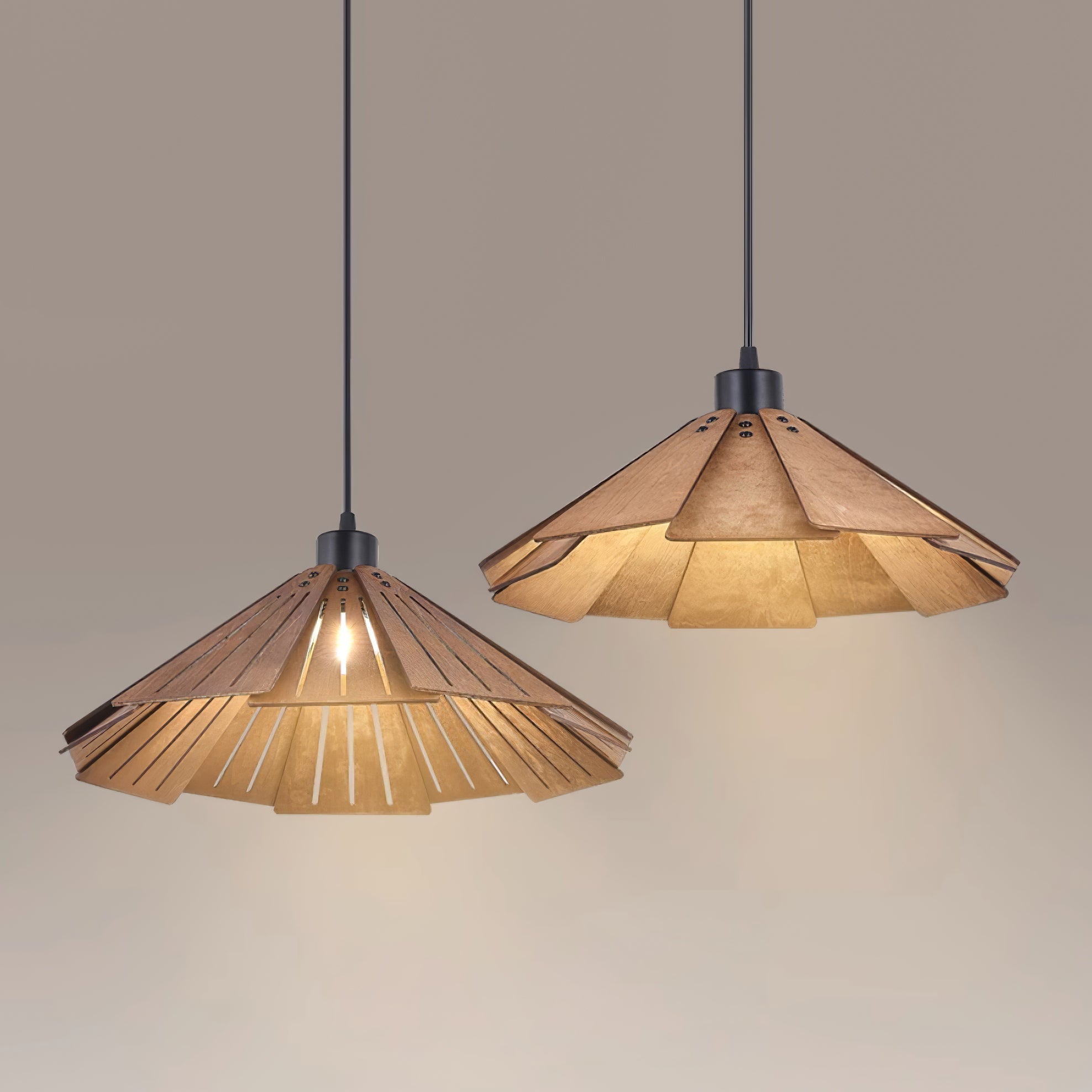 Delfina Lampe Suspendue Panneau en Bois Wabi-Sabi Organique