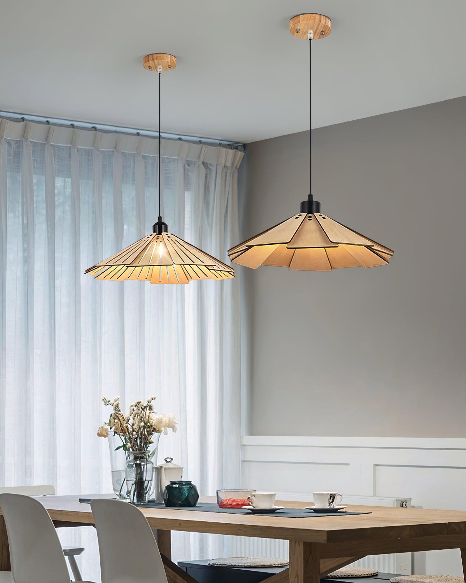 Delfina Lampe Suspendue Panneau en Bois Wabi-Sabi Organique