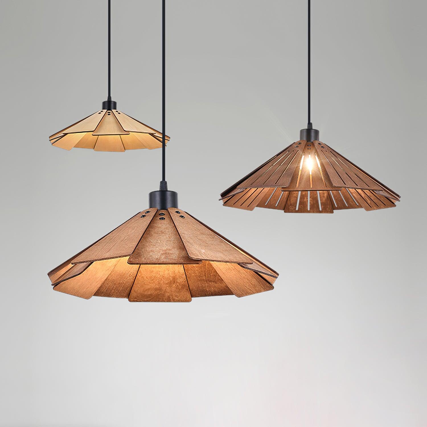 Delfina Lampe Suspendue Panneau en Bois Wabi-Sabi Organique