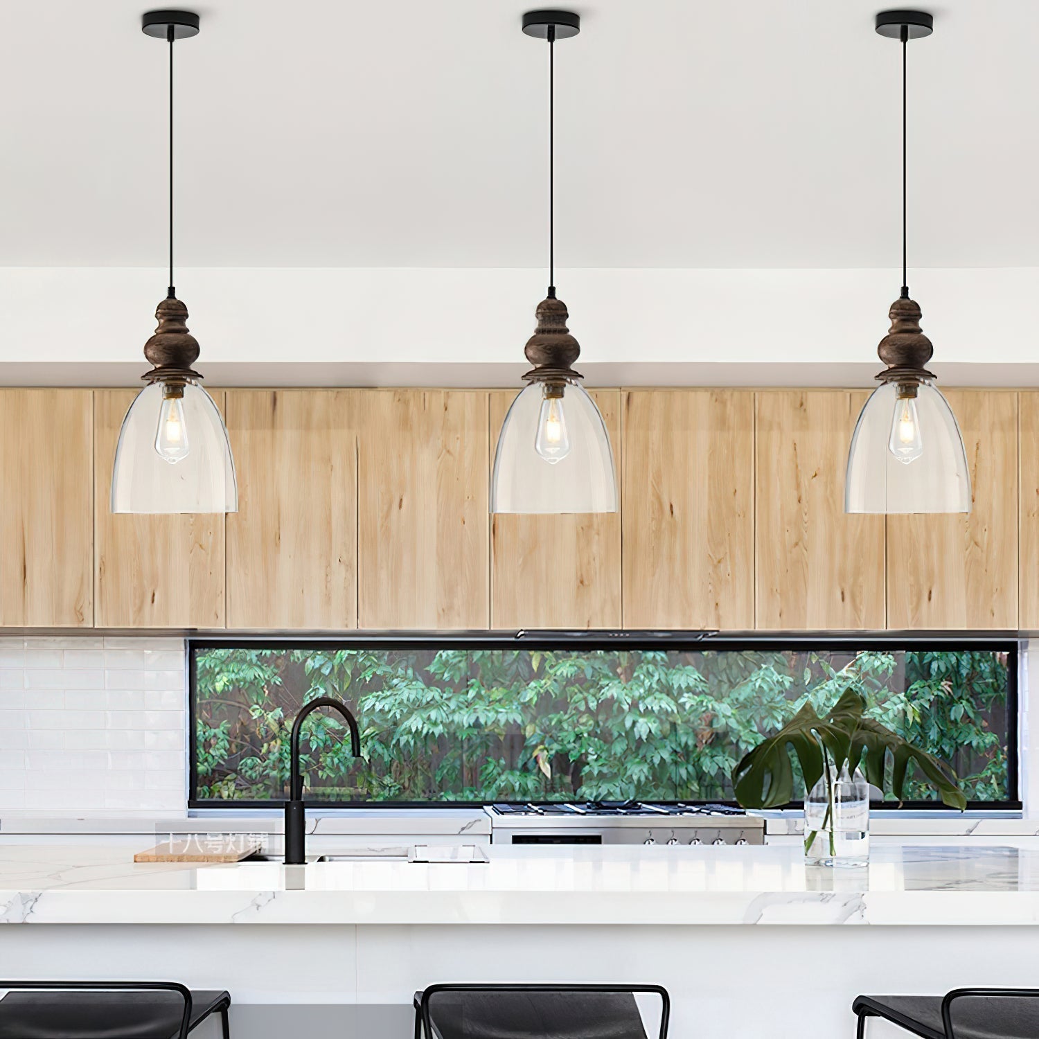 Inert Suspension en Bois et Verre Minimaliste Moderne