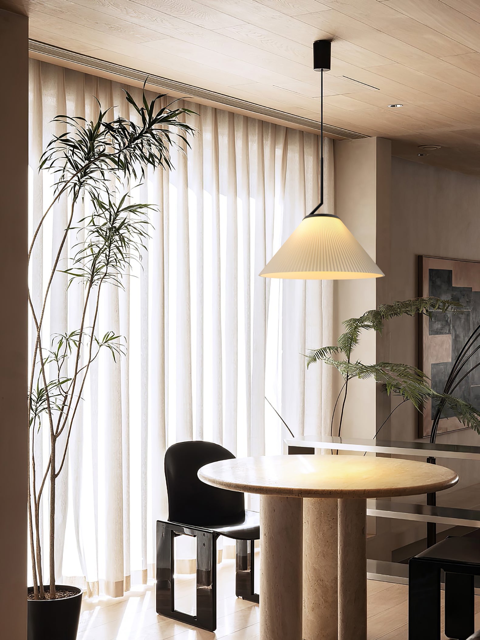 Knell Suspension en Métal Noir Plastique Plissée Minimaliste Moderne