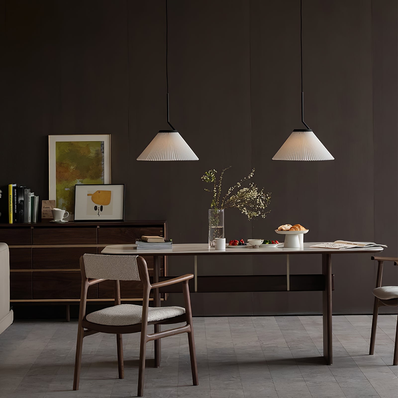 Knell Suspension en Métal Noir Plastique Plissée Minimaliste Moderne