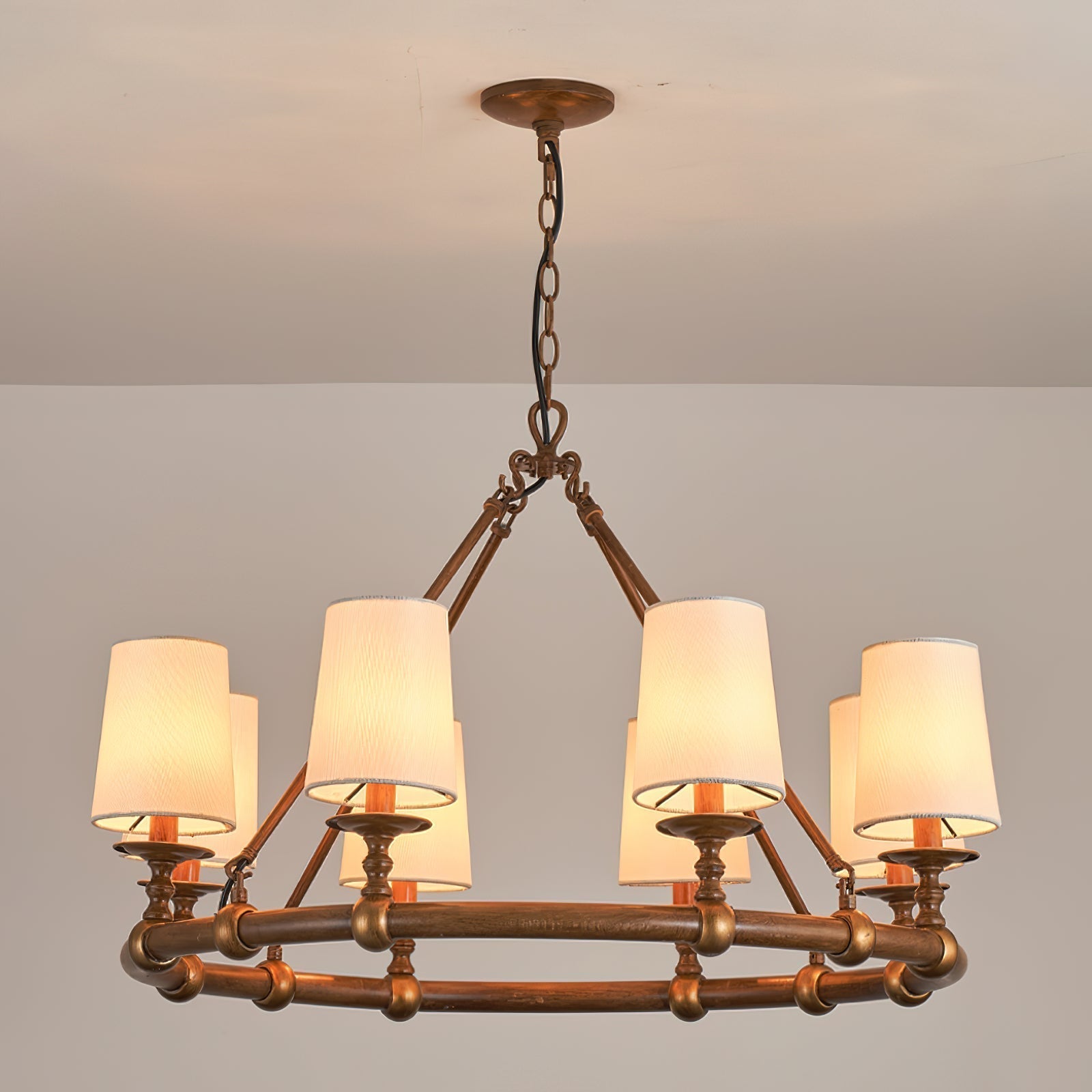 Unite Lustre Rond Industriel Vintage En Métal Doré