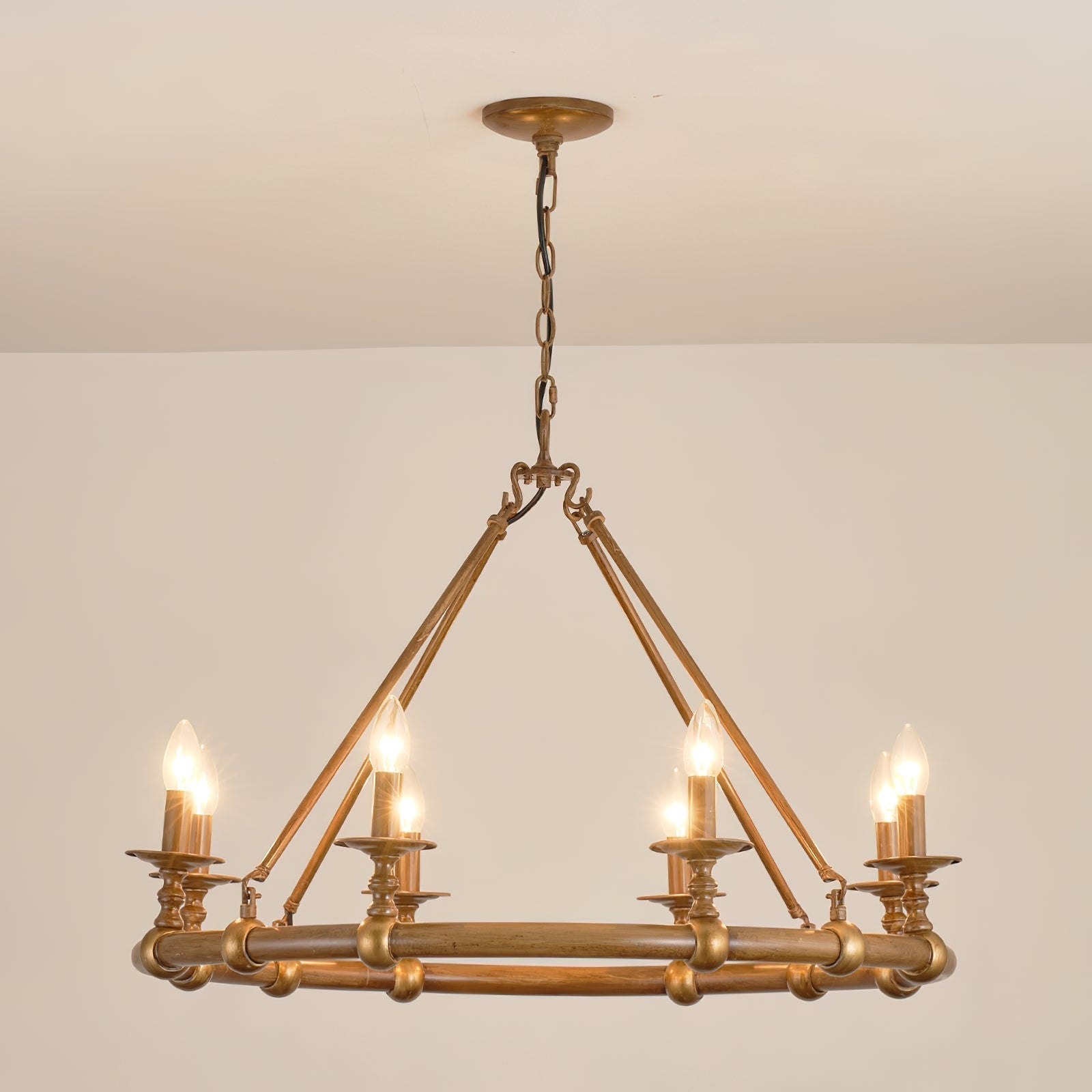 Unite Lustre Rond Industriel Vintage En Métal Doré