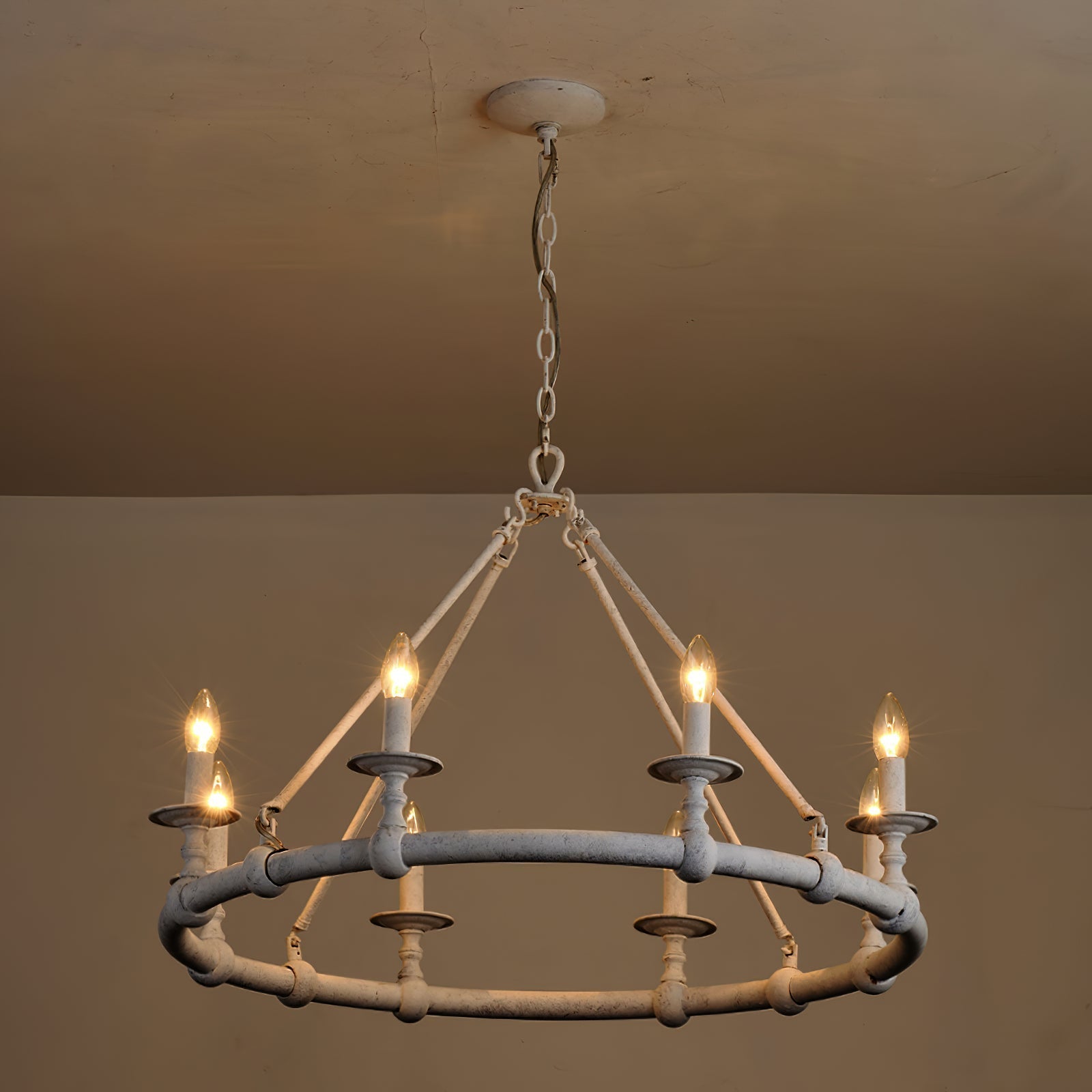 Unite Lustre Rond Industriel Vintage En Métal Doré