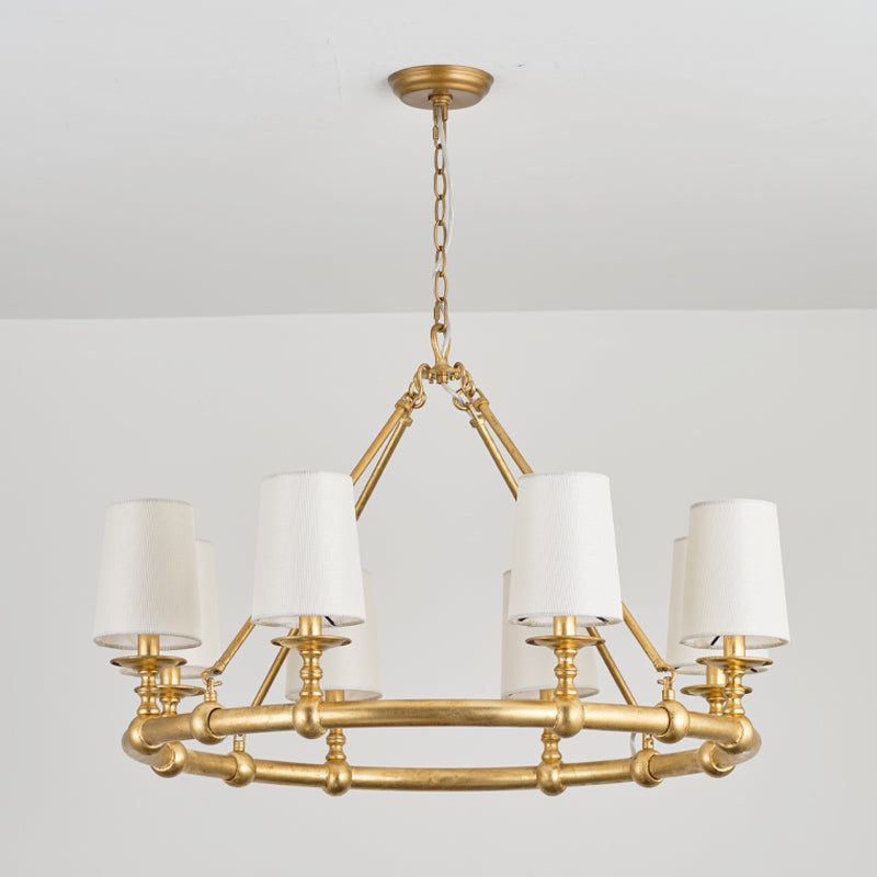 Unite Lustre Rond Industriel Vintage En Métal Doré