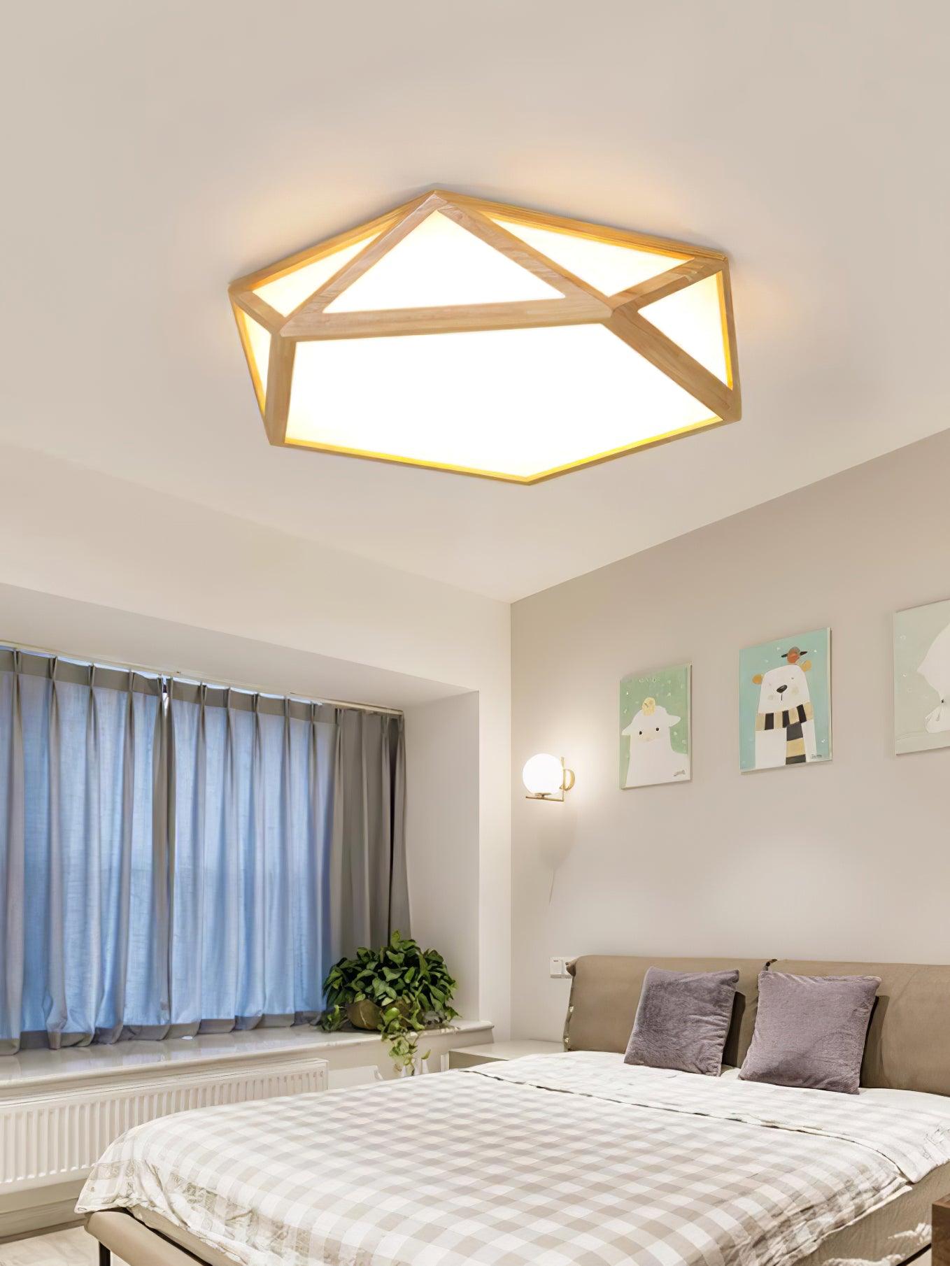 Solara Plafonnier en bois diamant géométrique moderne