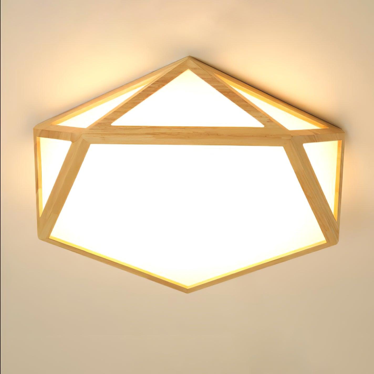 Solara Plafonnier en bois diamant géométrique moderne