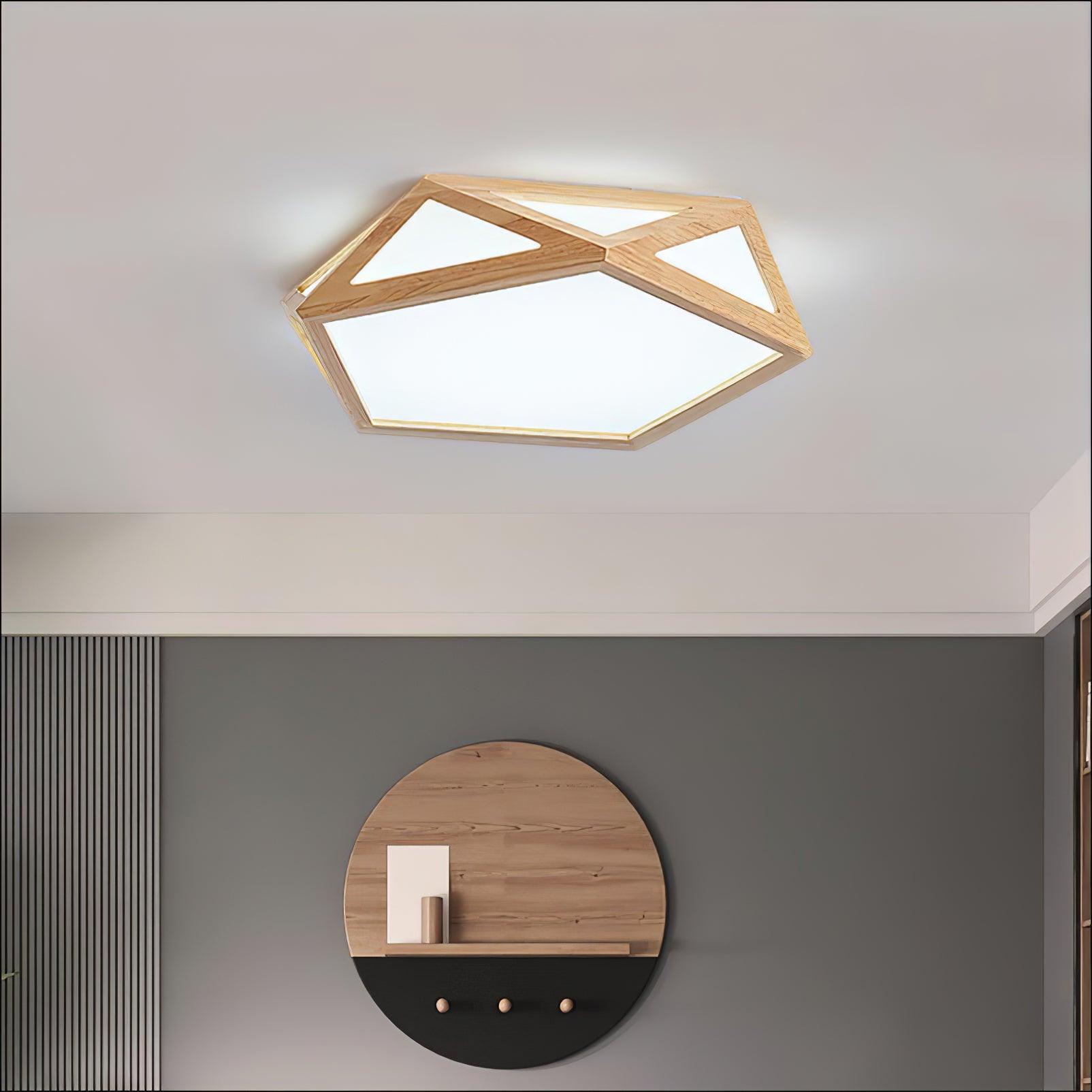 Solara Plafonnier en bois diamant géométrique moderne