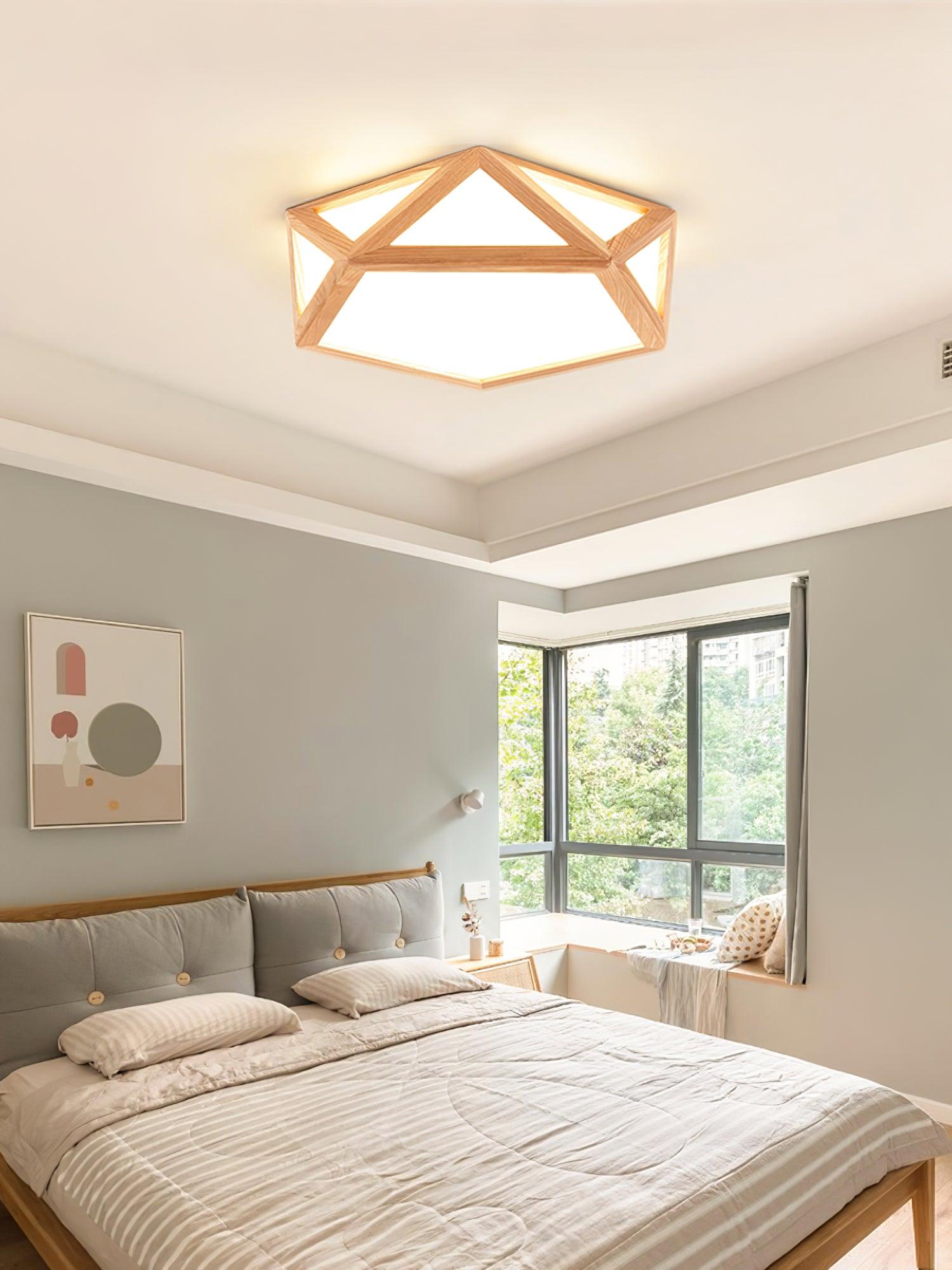 Solara Plafonnier en bois diamant géométrique moderne