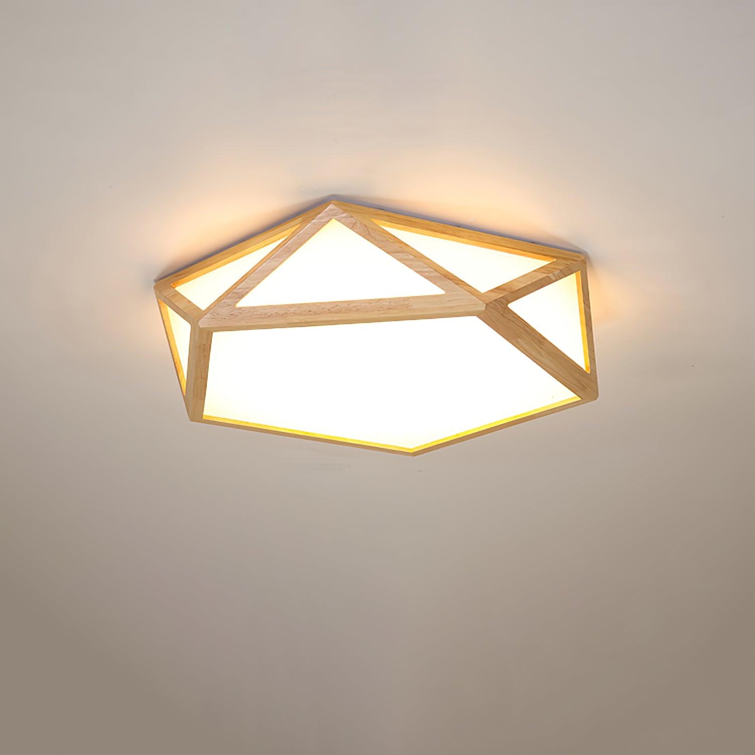 Solara Plafonnier en bois diamant géométrique moderne