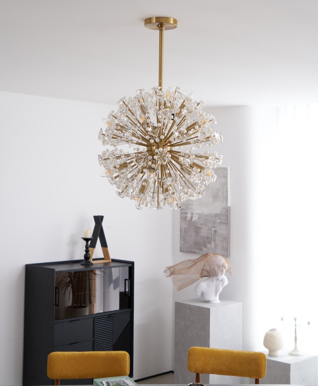 Aurora Lustre de Luxe en Métal Doré