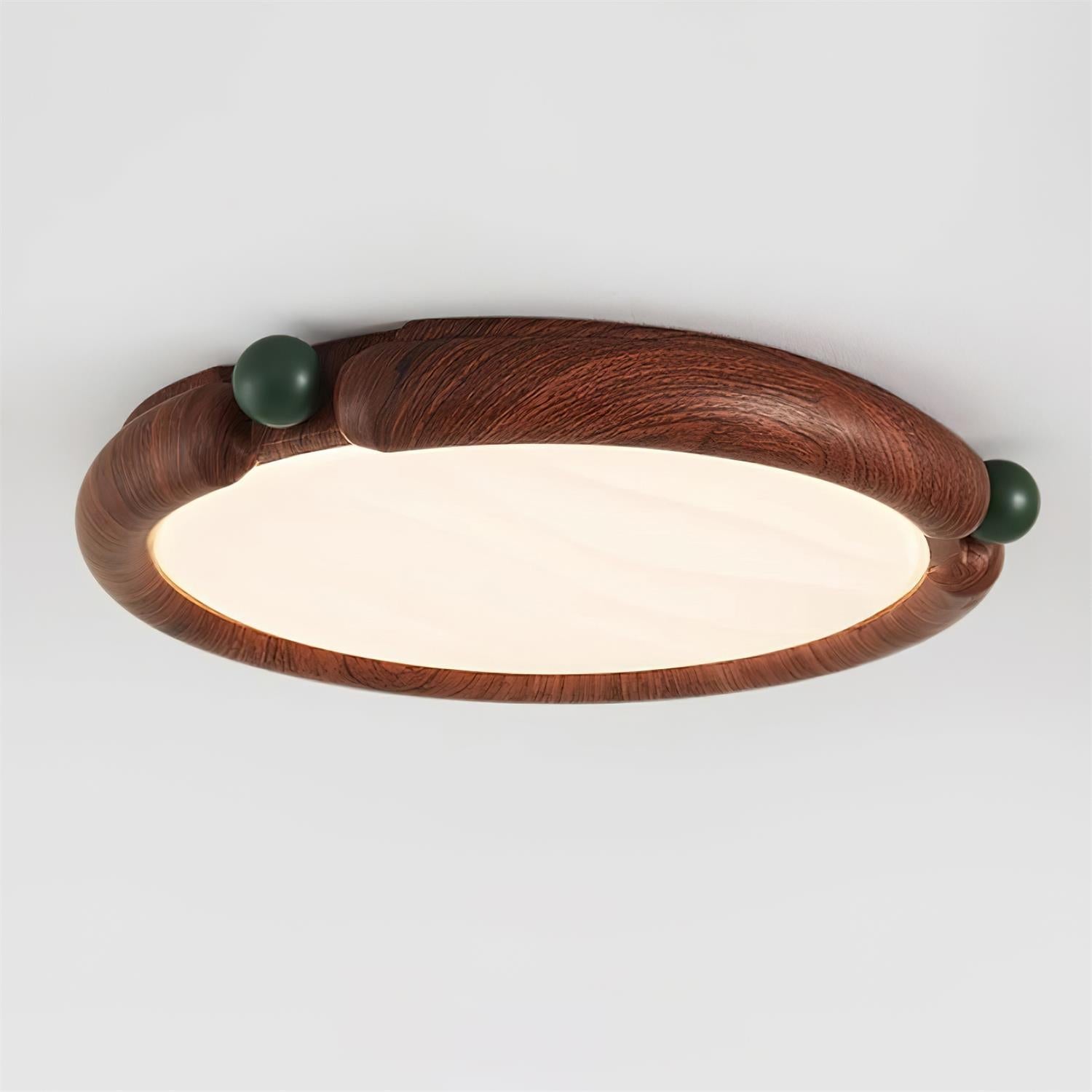 Virelli Lampe de Plafond Panneau Acrylique Rond Bois de Noyer Résine A/B Modèle Naturel