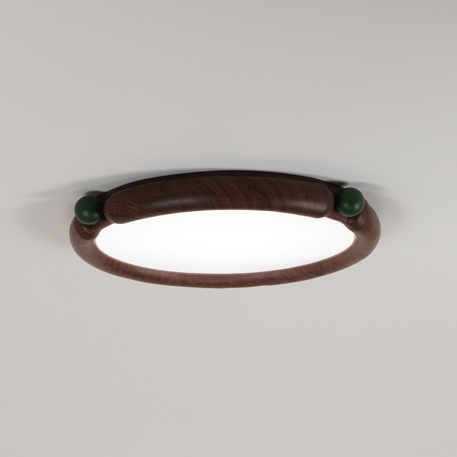 Virelli Lampe de Plafond Panneau Acrylique Rond Bois de Noyer Résine A/B Modèle Naturel