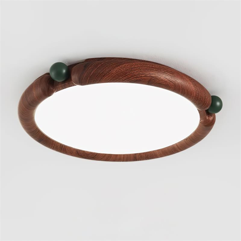 Virelli Lampe de Plafond Panneau Acrylique Rond Bois de Noyer Résine A/B Modèle Naturel
