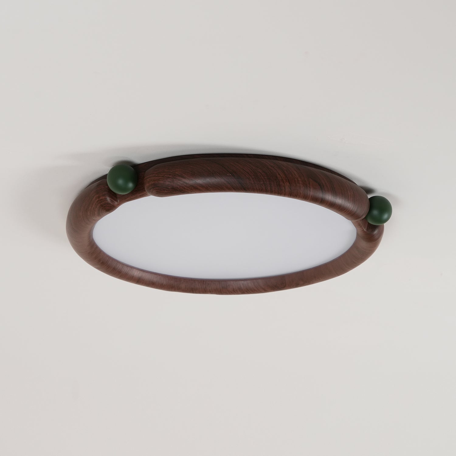 Virelli Lampe de Plafond Panneau Acrylique Rond Bois de Noyer Résine A/B Modèle Naturel