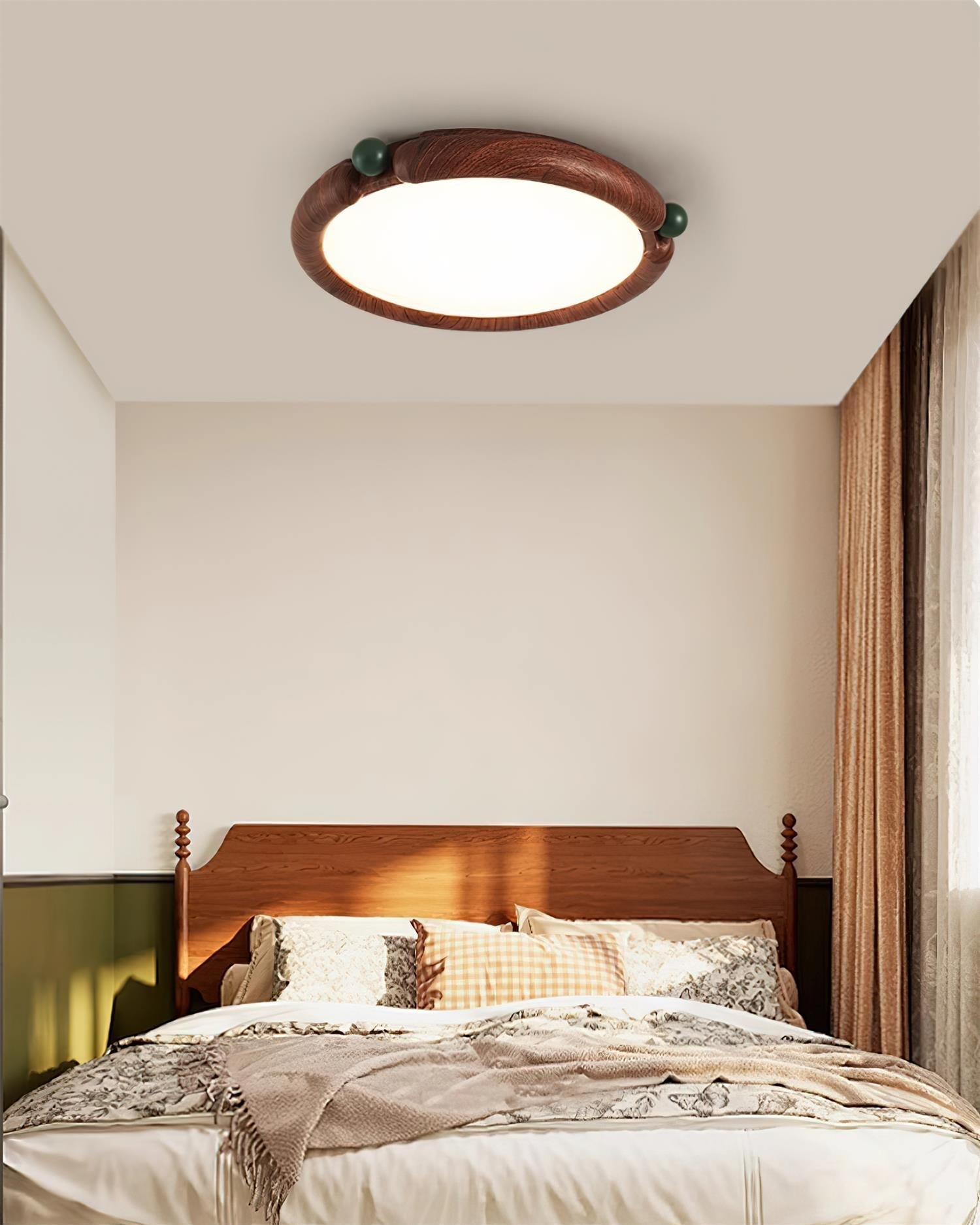 Virelli Lampe de Plafond Panneau Acrylique Rond Bois de Noyer Résine A/B Modèle Naturel