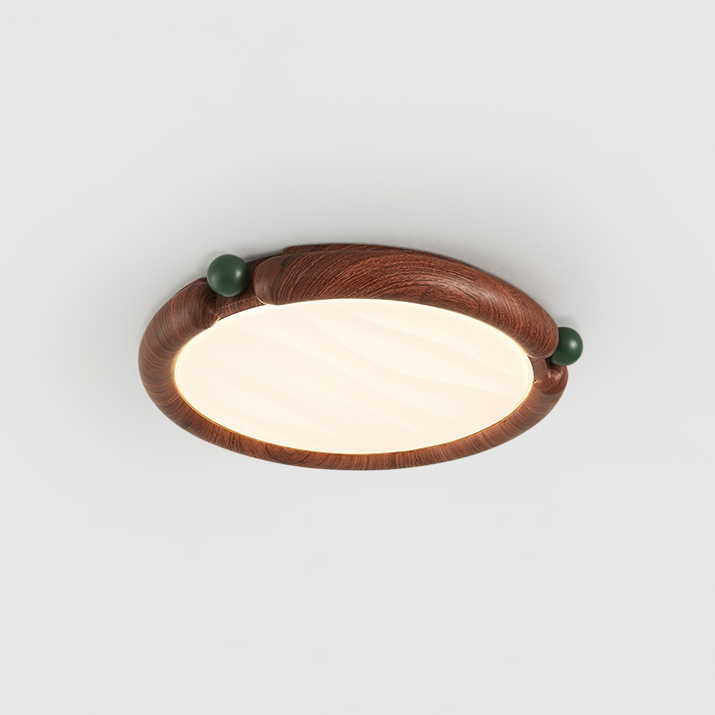 Virelli Lampe de Plafond Panneau Acrylique Rond Bois de Noyer Résine A/B Modèle Naturel