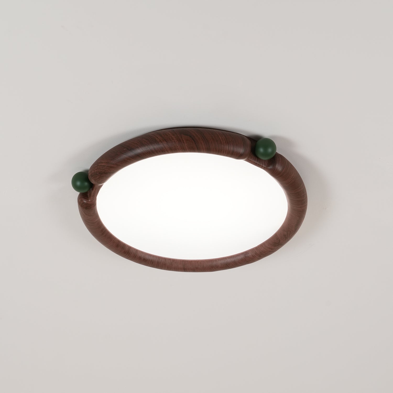 Virelli Lampe de Plafond Panneau Acrylique Rond Bois de Noyer Résine A/B Modèle Naturel