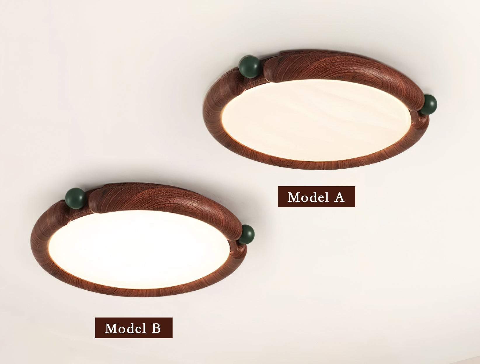 Virelli Lampe de Plafond Panneau Acrylique Rond Bois de Noyer Résine A/B Modèle Naturel